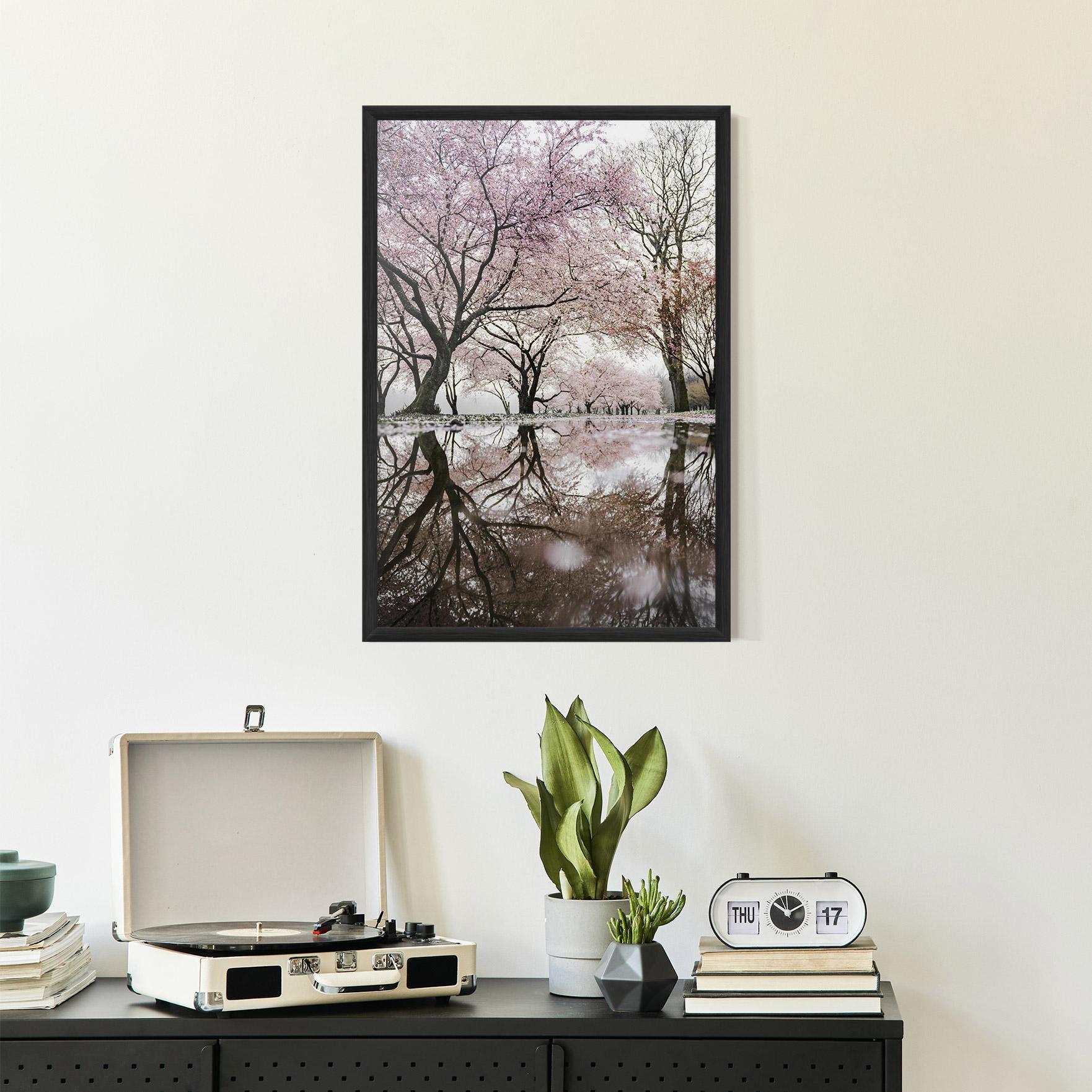 Gerahmte Poster Pretty Pink Spring Tree mockup 2
