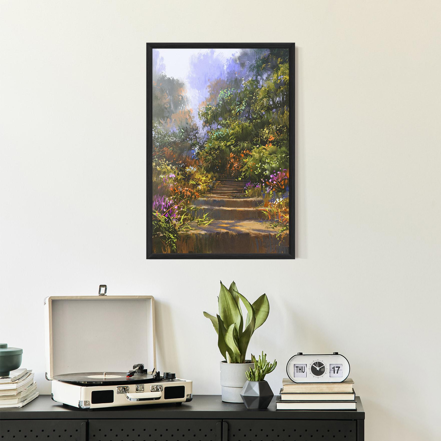 Gerahmte Poster Spring Staircase Painting mockup 2