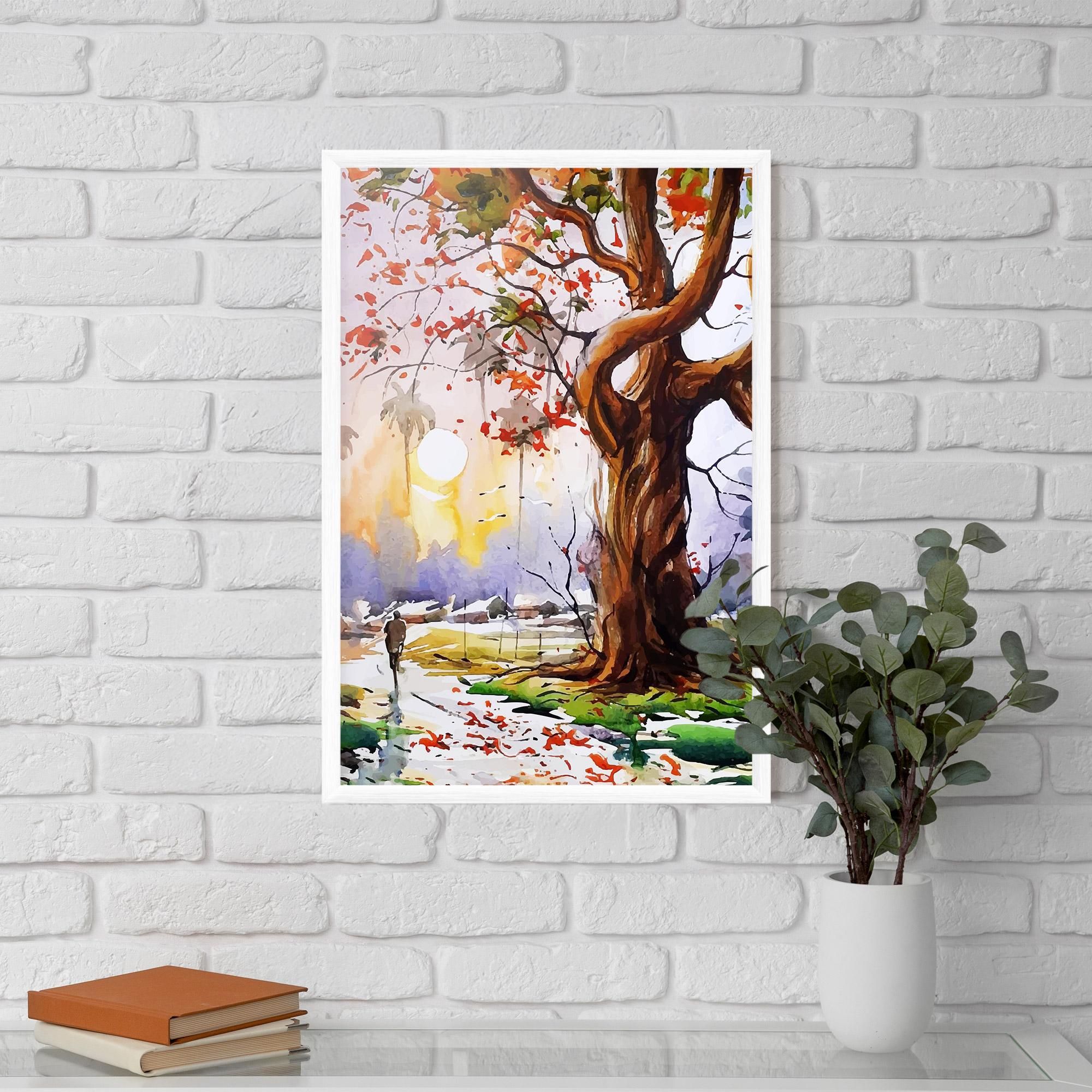 Gerahmte Poster Watercolor Spring Tree mockup 5