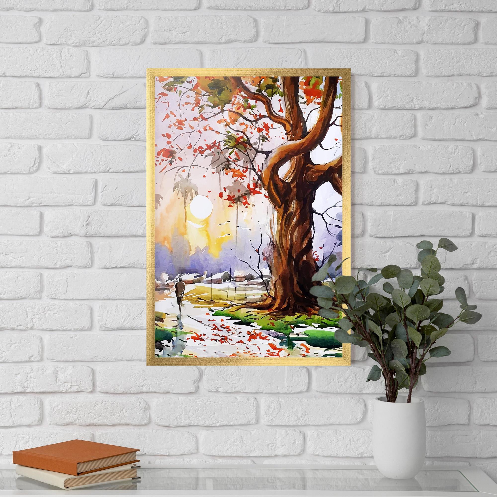 Gerahmte Poster Watercolor Spring Tree mockup 5