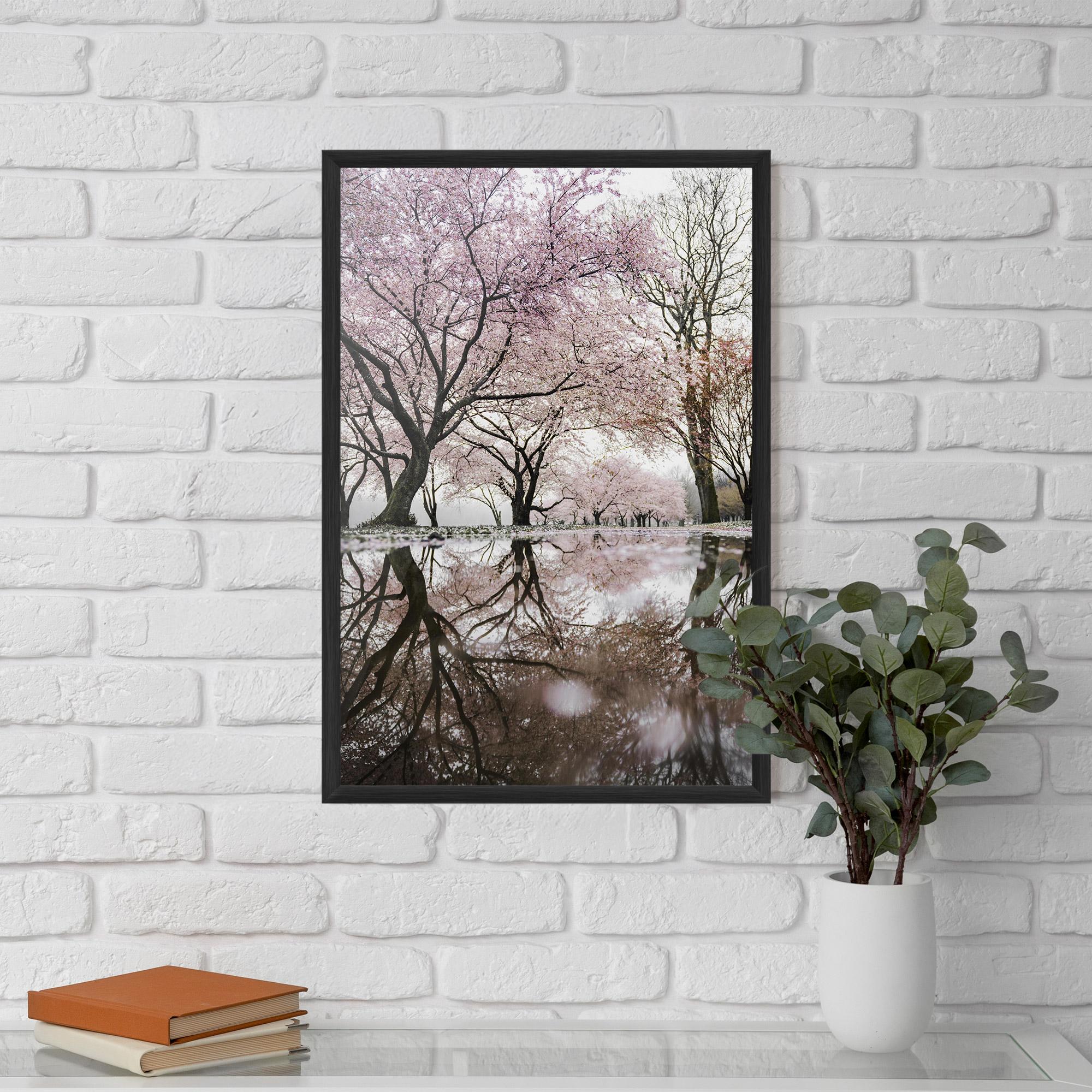 Gerahmte Poster Pretty Pink Spring Tree mockup 5