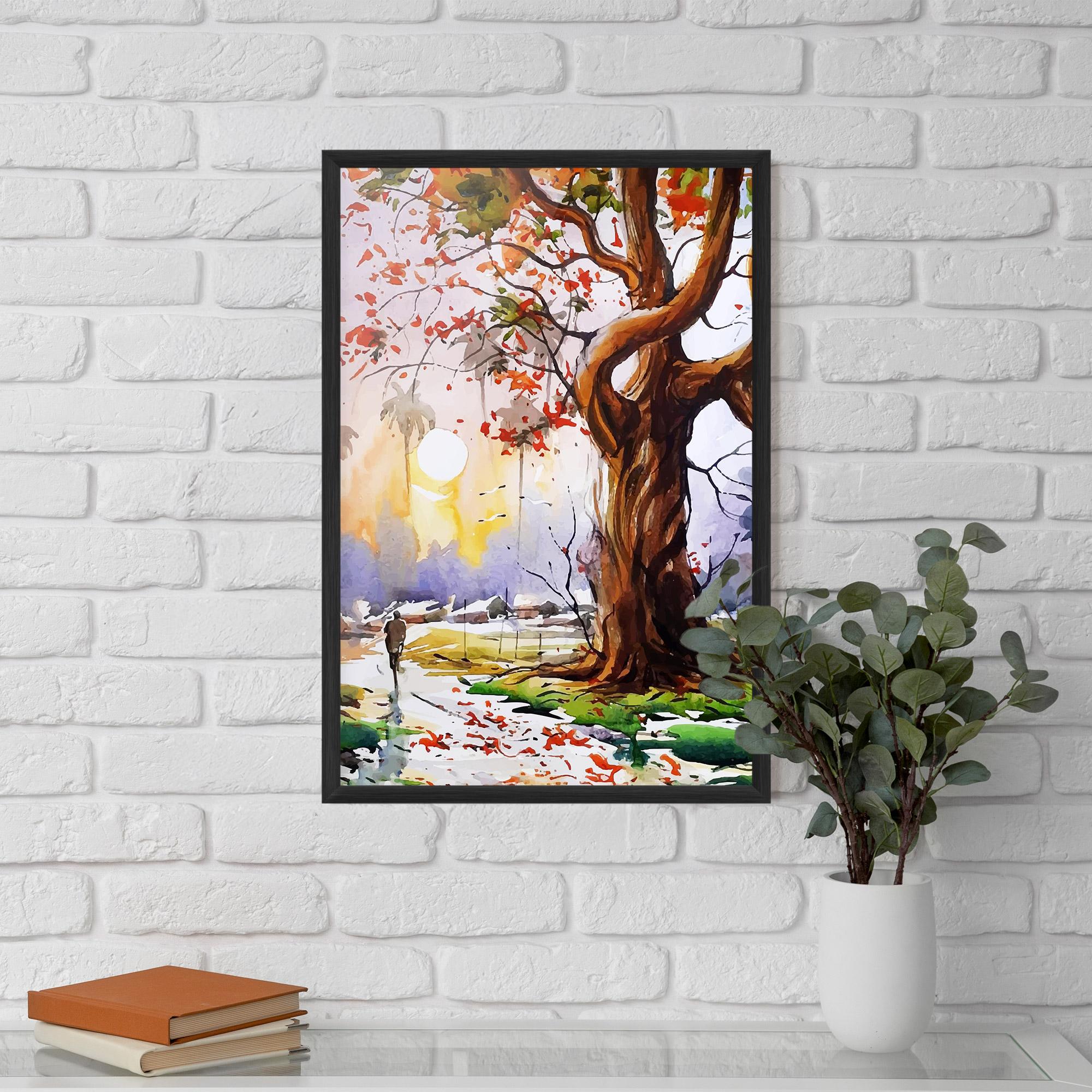 Gerahmte Poster Watercolor Spring Tree mockup 5