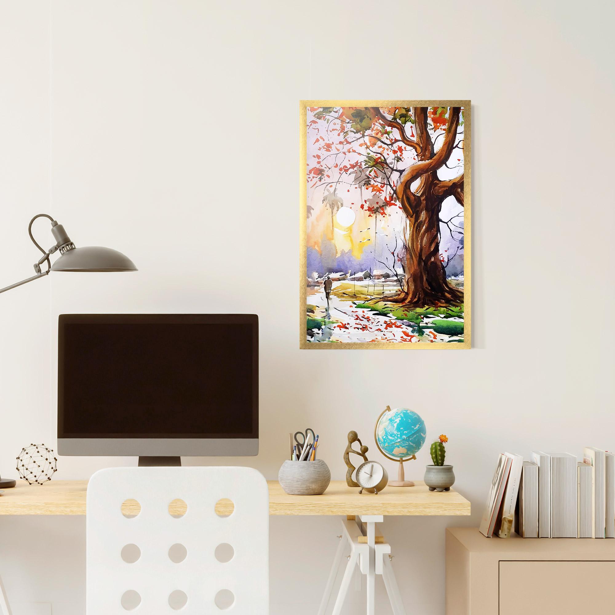 Gerahmte Poster Watercolor Spring Tree mockup 6