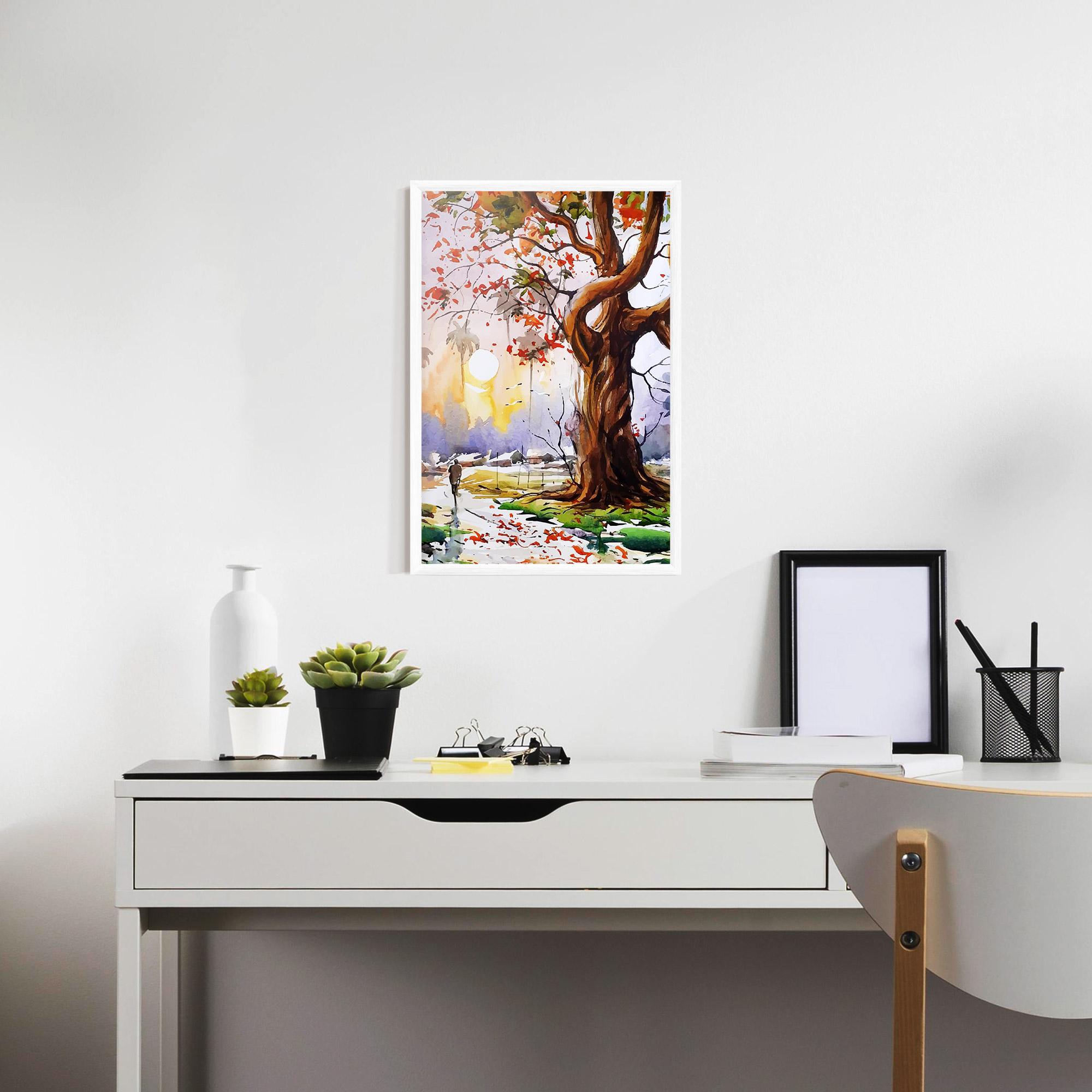 Gerahmte Poster Watercolor Spring Tree mockup 7
