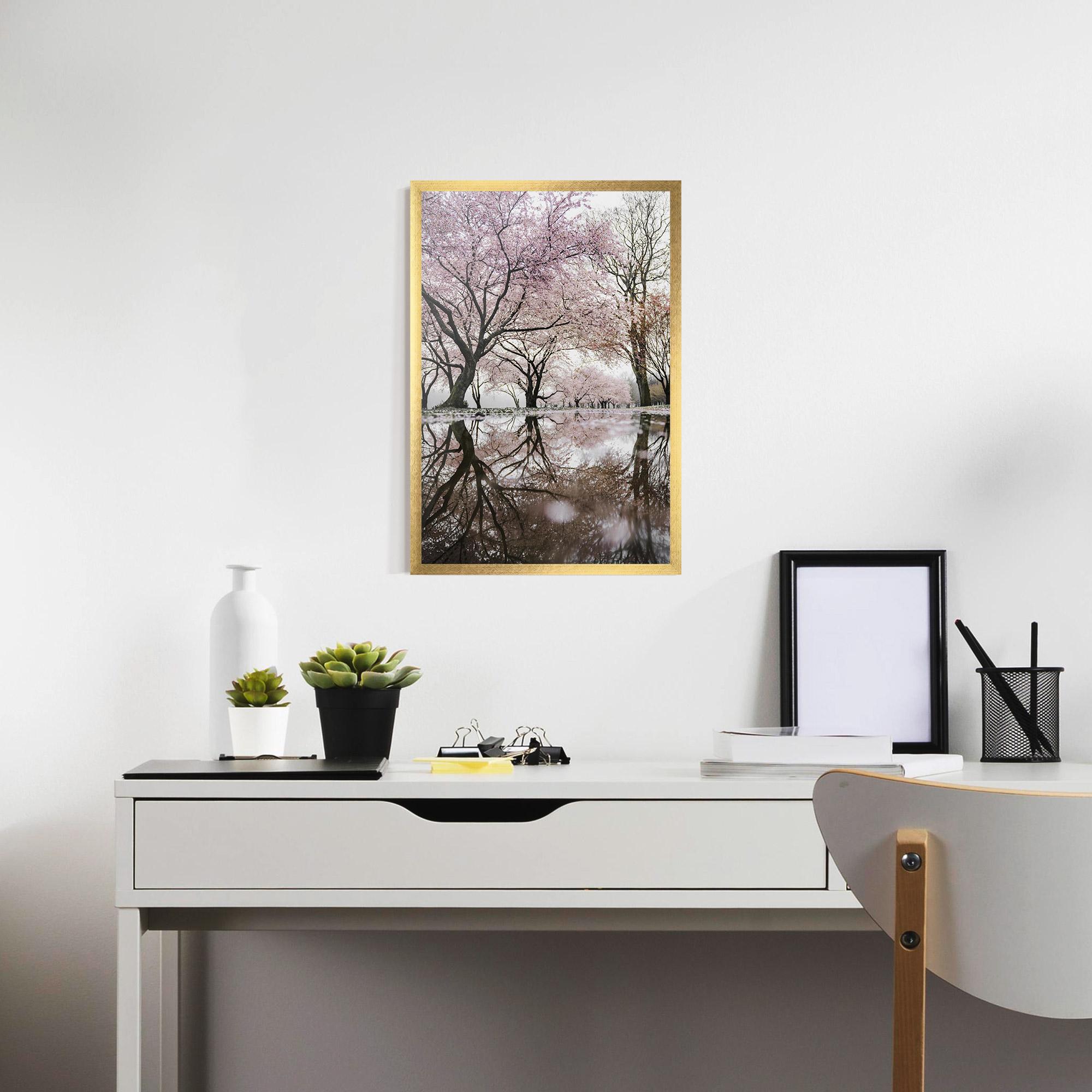 Gerahmte Poster Pretty Pink Spring Tree mockup 7