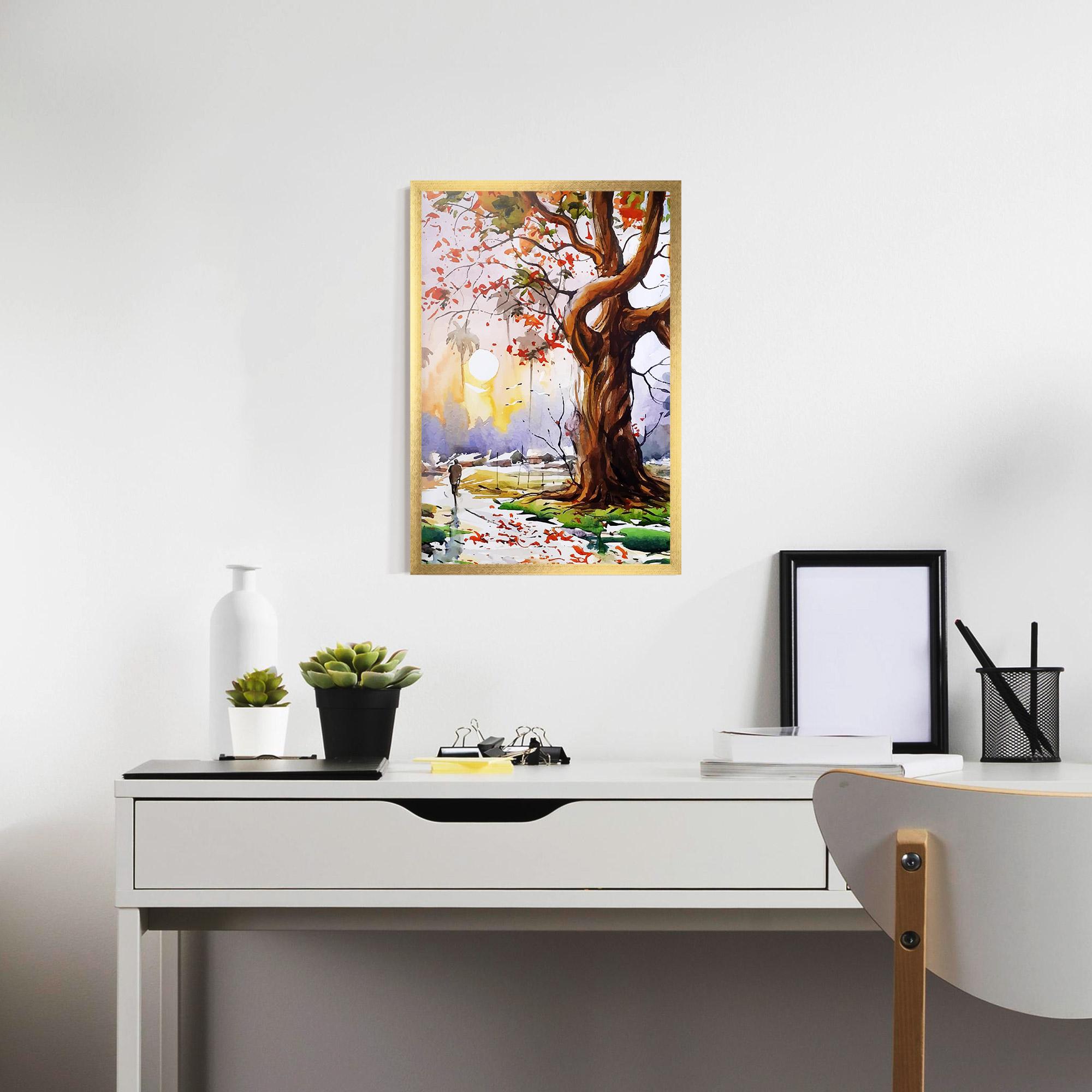 Gerahmte Poster Watercolor Spring Tree mockup 7