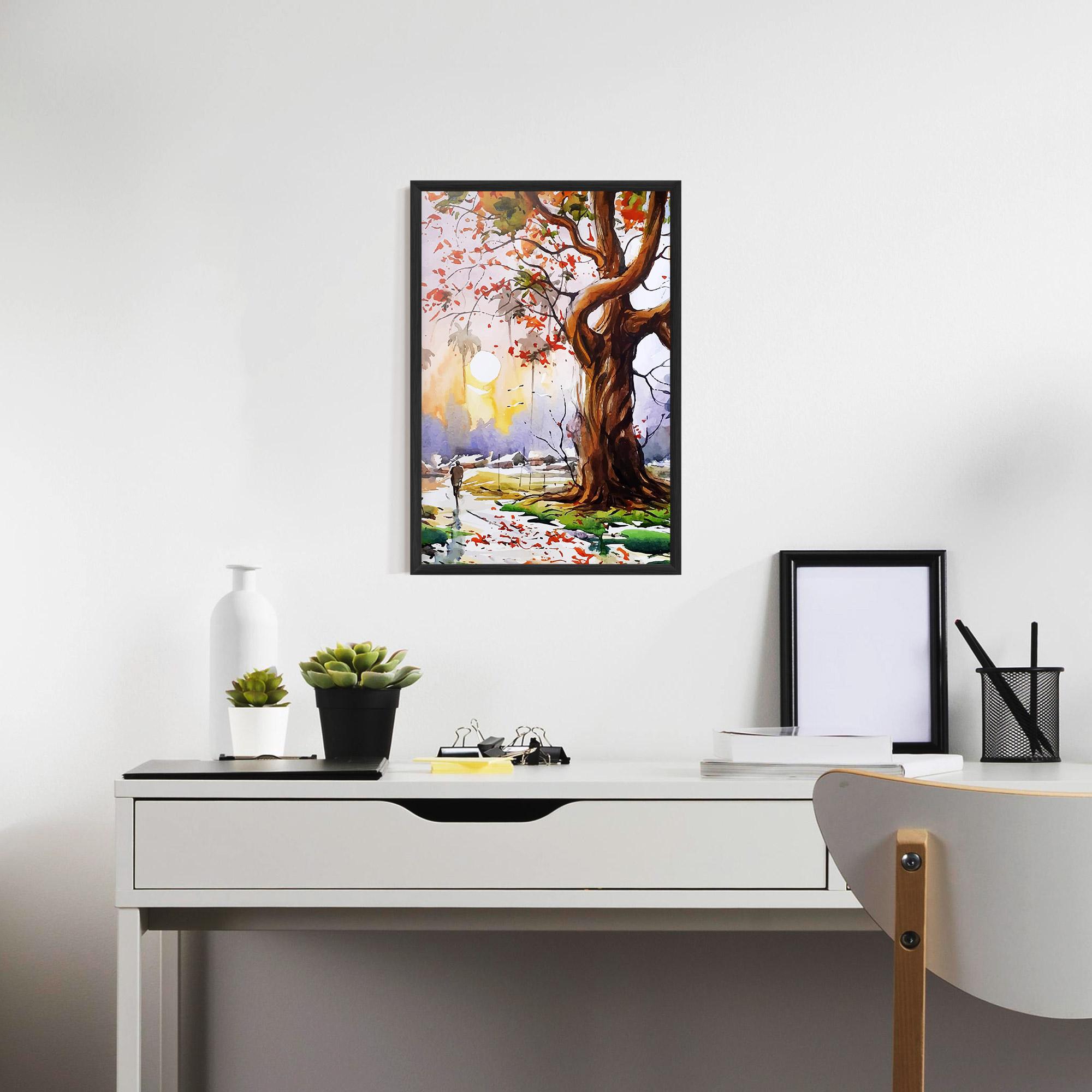 Gerahmte Poster Watercolor Spring Tree mockup 7