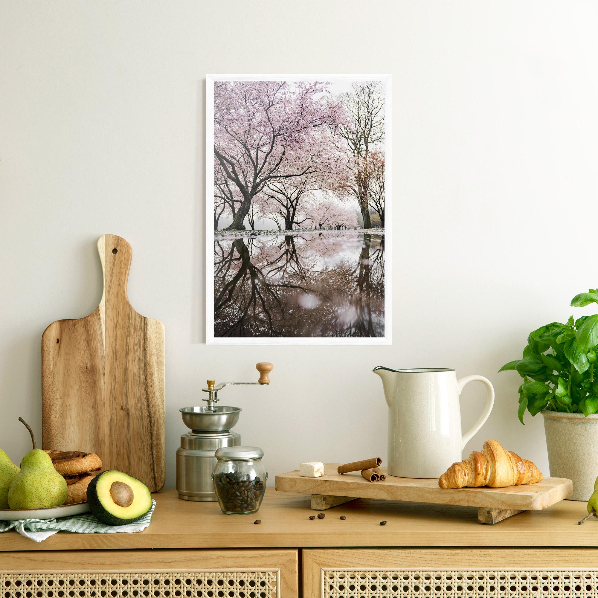 Gerahmte Poster Pretty Pink Spring Tree mockup 8