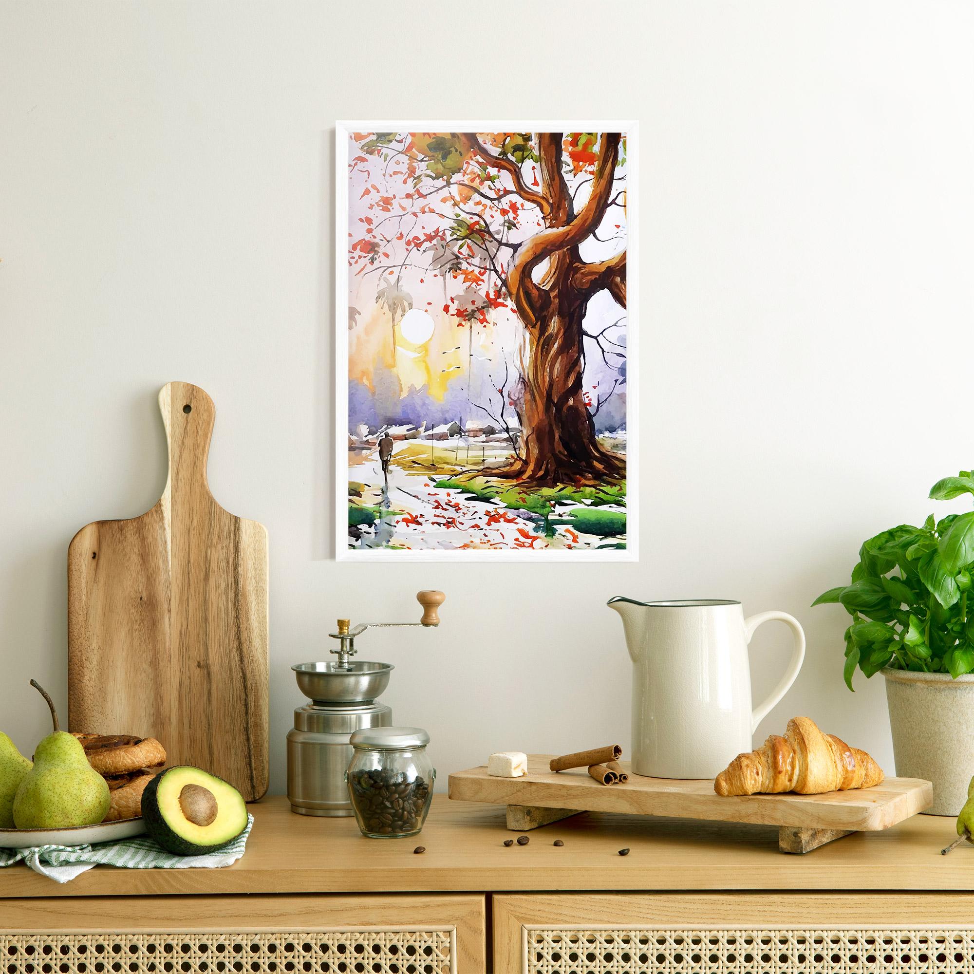 Gerahmte Poster Watercolor Spring Tree mockup 8