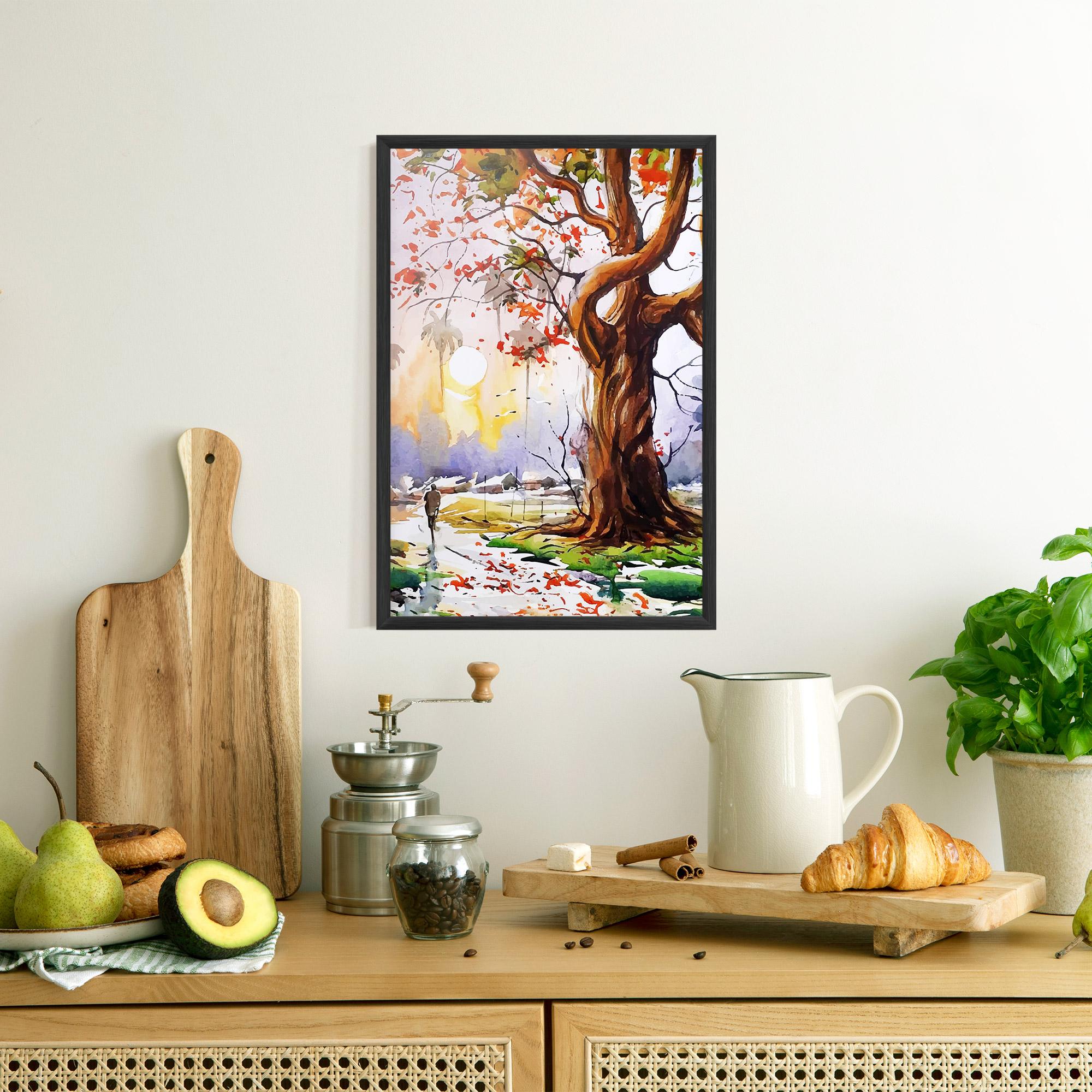 Gerahmte Poster Watercolor Spring Tree mockup 8