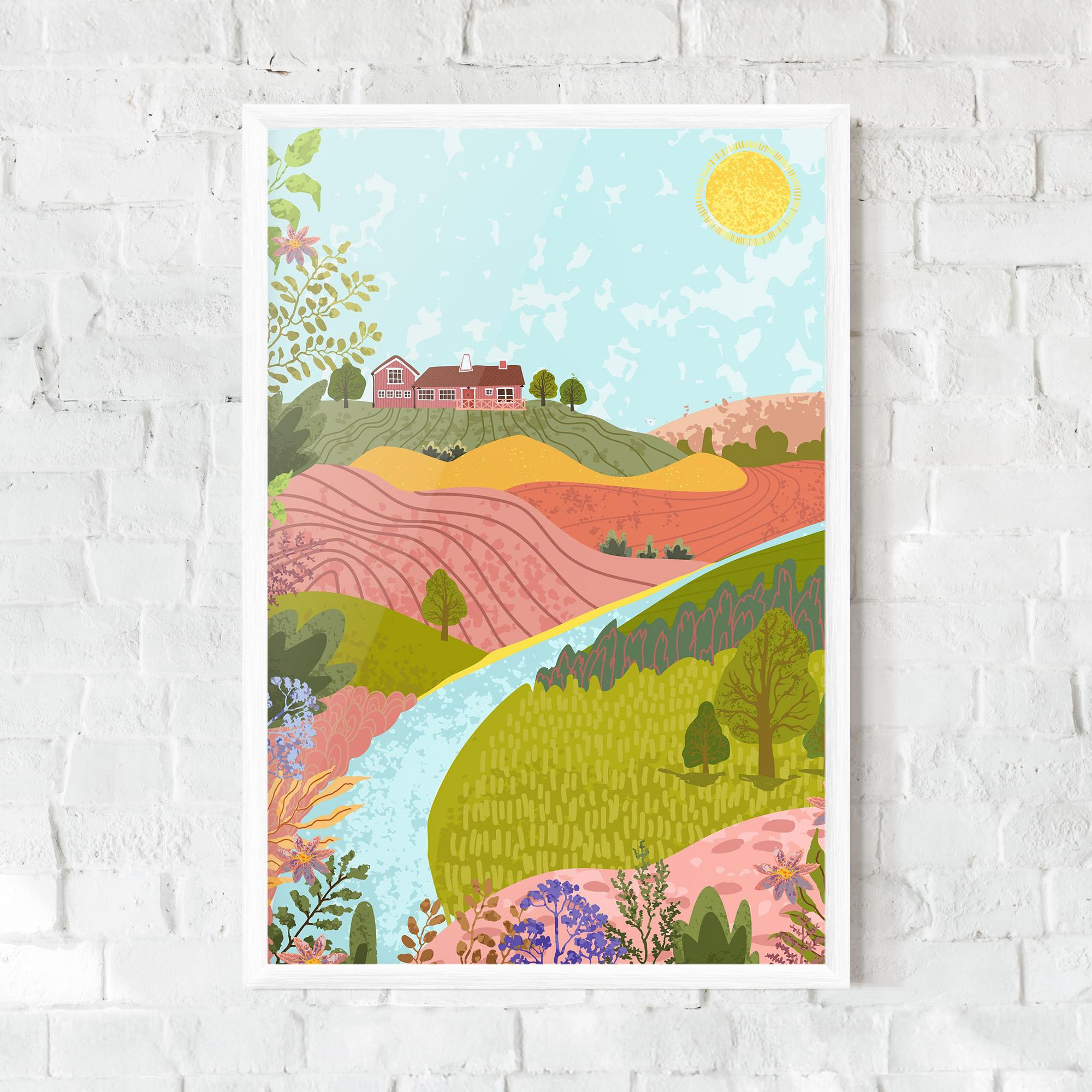 Gerahmte Poster Pink House View mockup 0