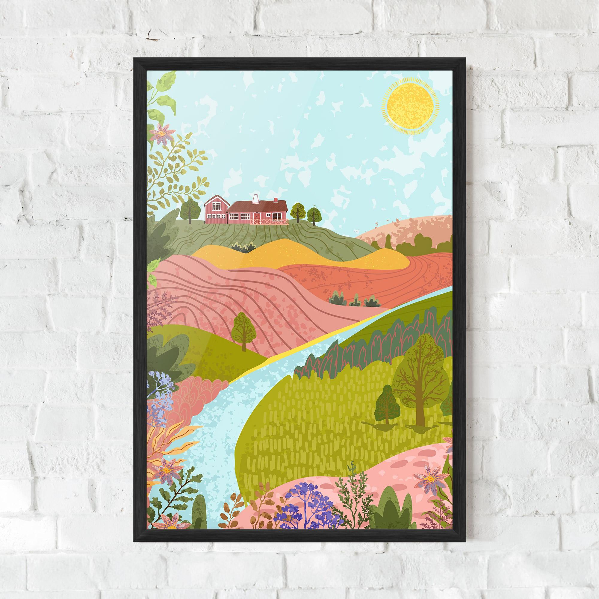 Gerahmte Poster Pink House View mockup 0