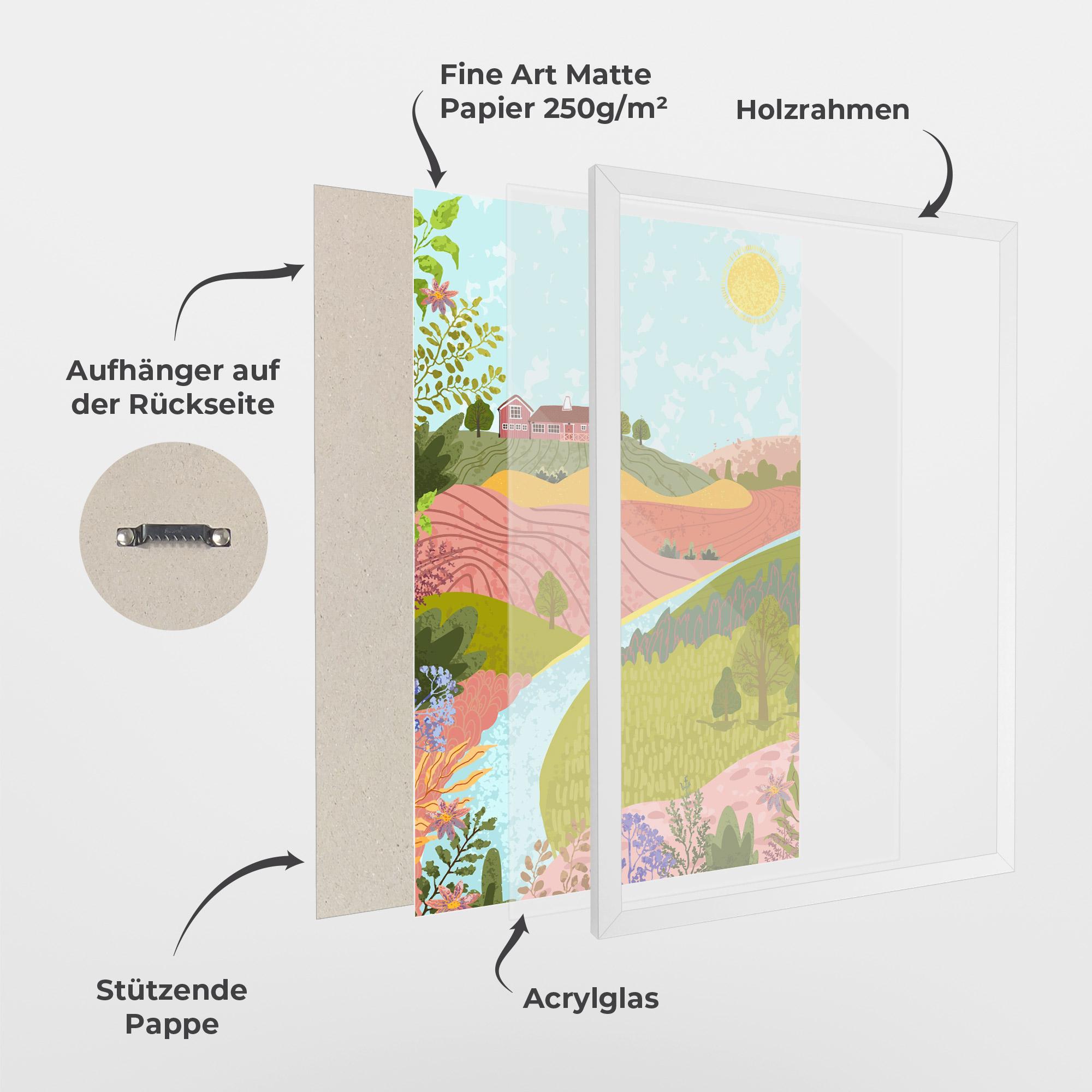 Gerahmte Poster Pink House View mockup 1