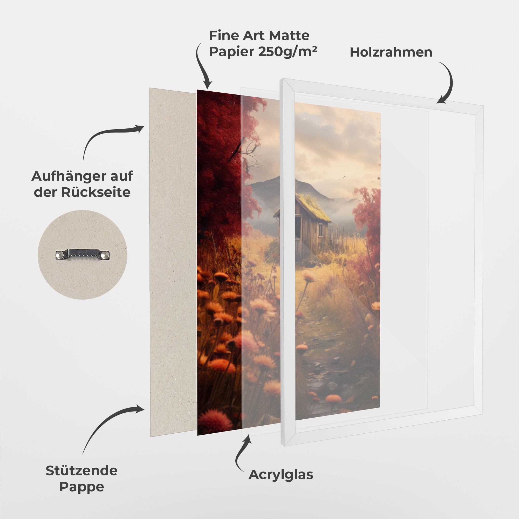 Gerahmte Poster Small Cabin Field mockup 1