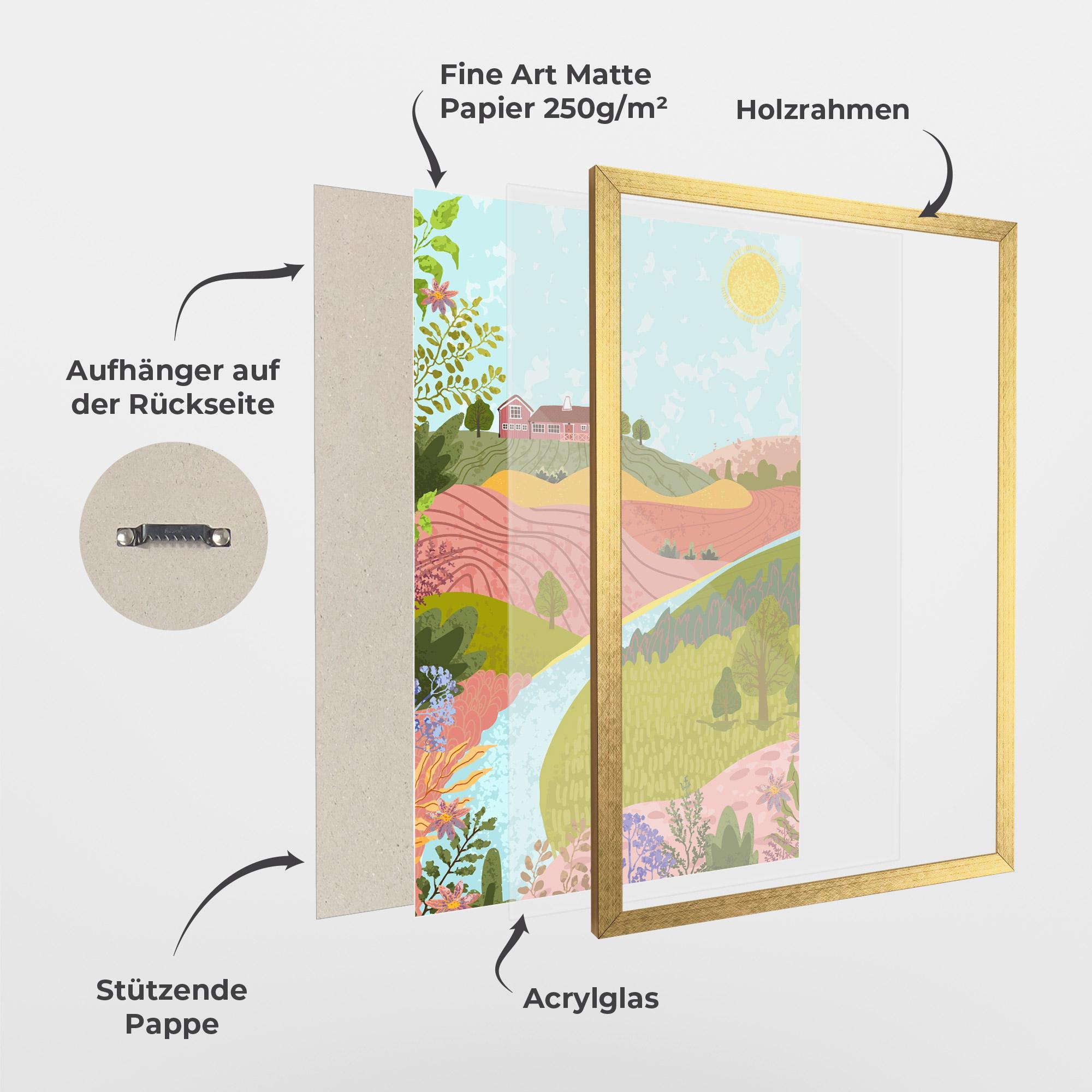 Gerahmte Poster Pink House View mockup 1