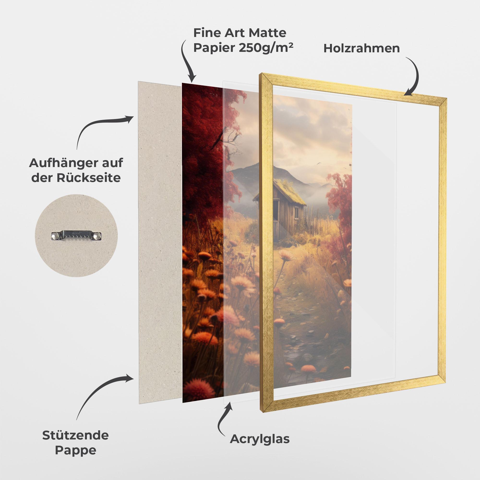 Gerahmte Poster Small Cabin Field mockup 1