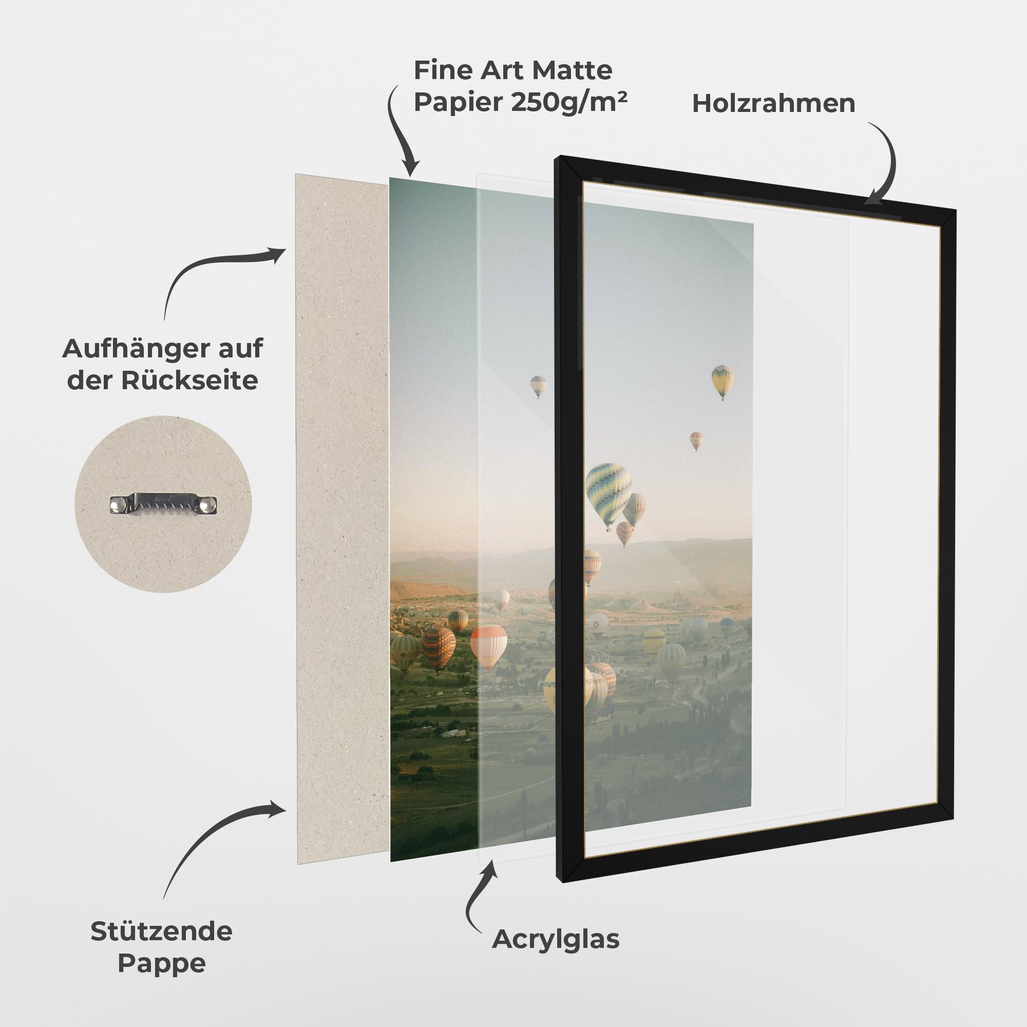 Gerahmte Poster Hot Ballons mockup 1