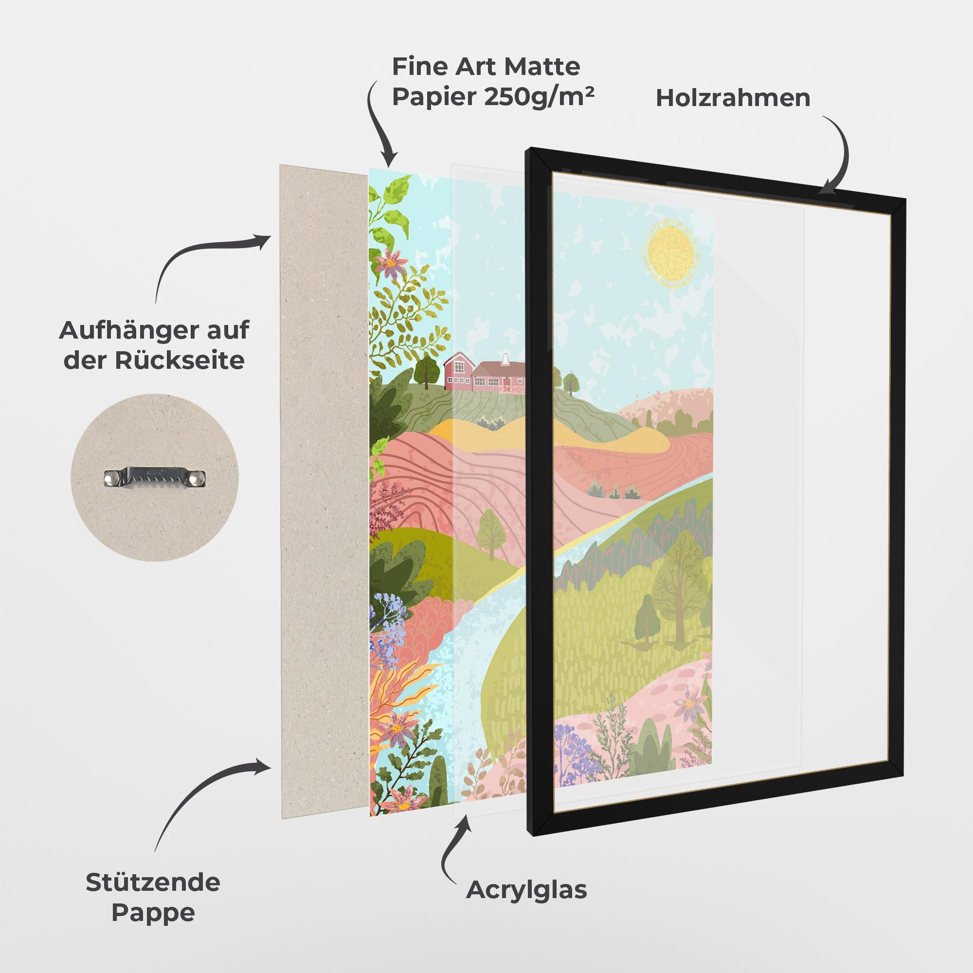 Gerahmte Poster Pink House View mockup 1