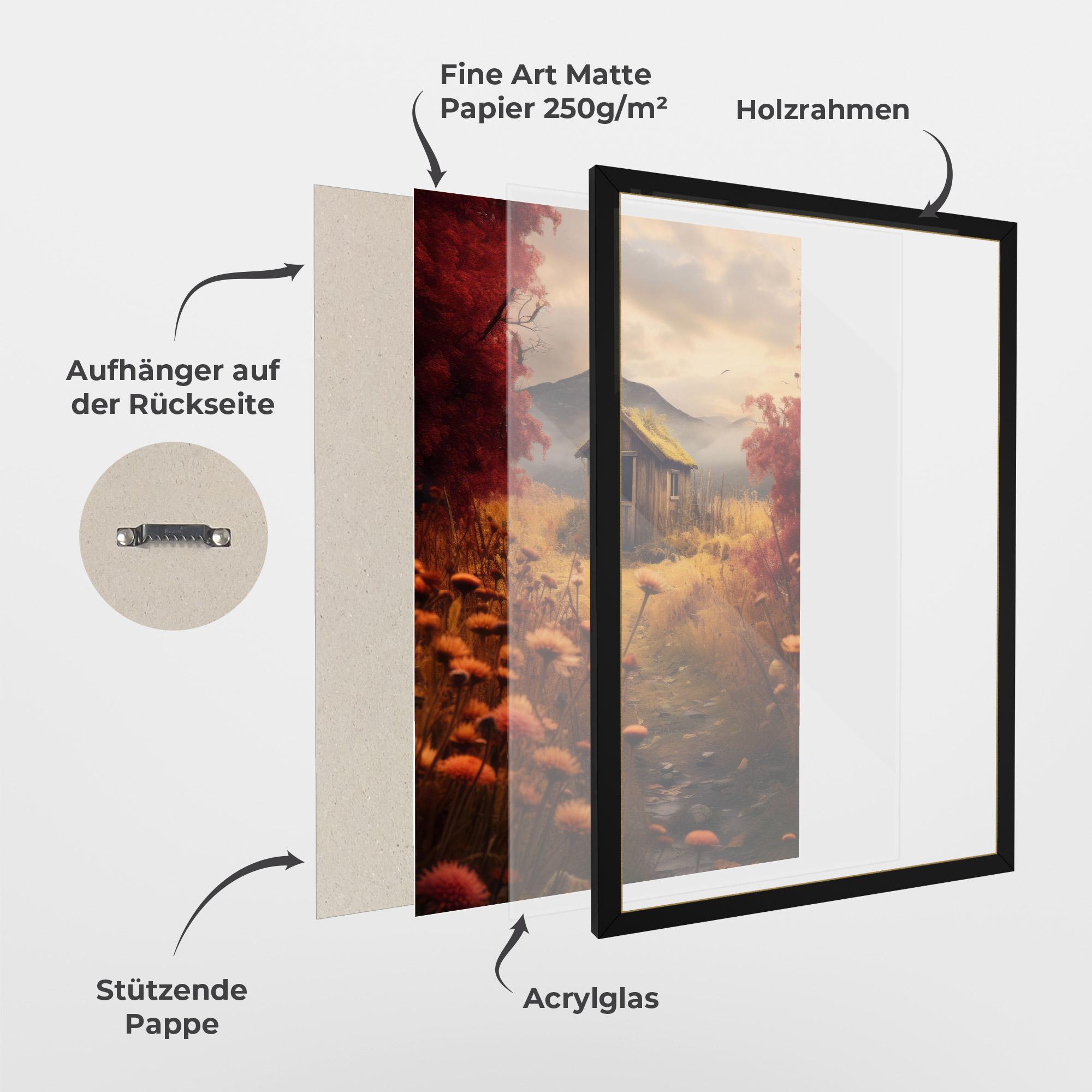 Gerahmte Poster Small Cabin Field mockup 1