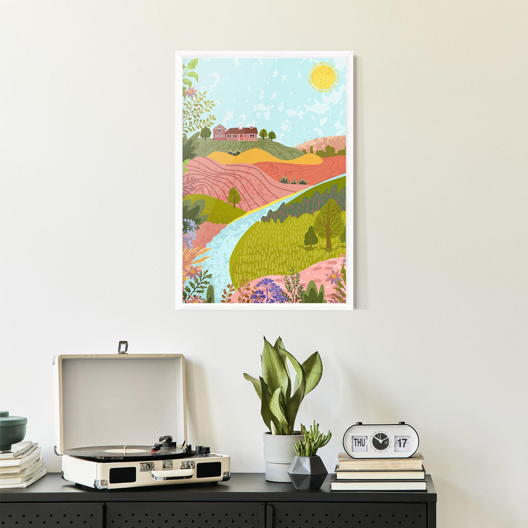 Gerahmte Poster Pink House View mockup 2