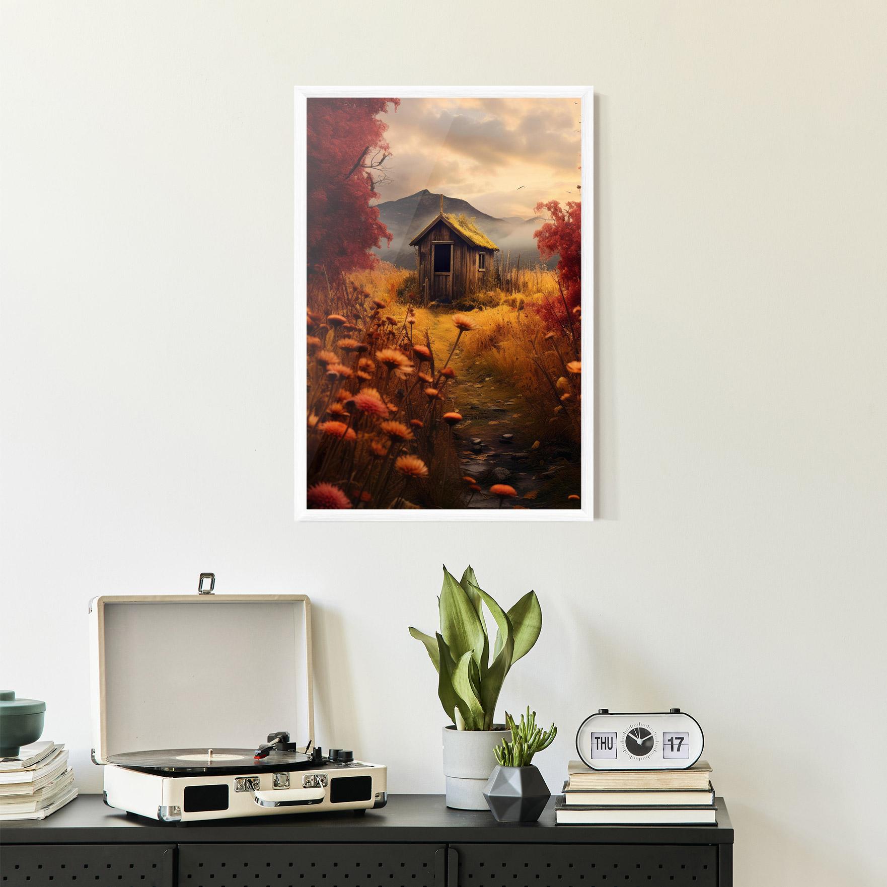 Gerahmte Poster Small Cabin Field mockup 2