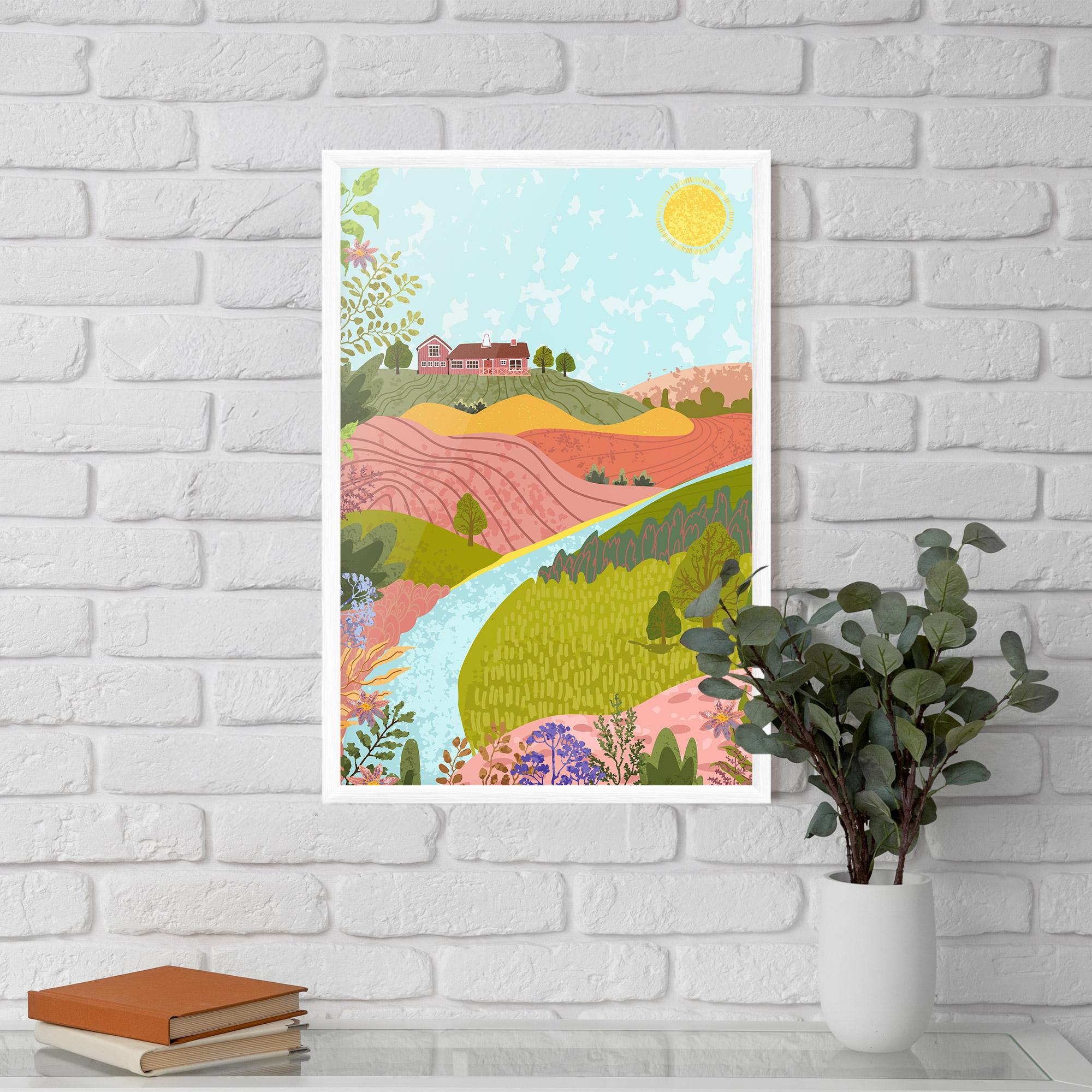 Gerahmte Poster Pink House View mockup 5