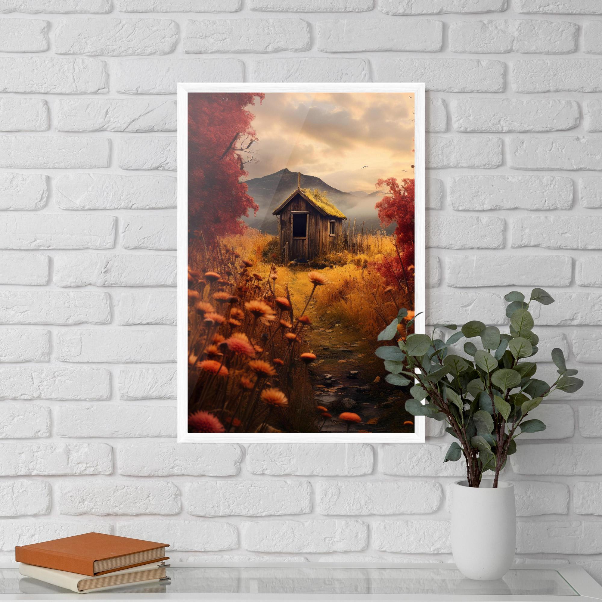 Gerahmte Poster Small Cabin Field mockup 5