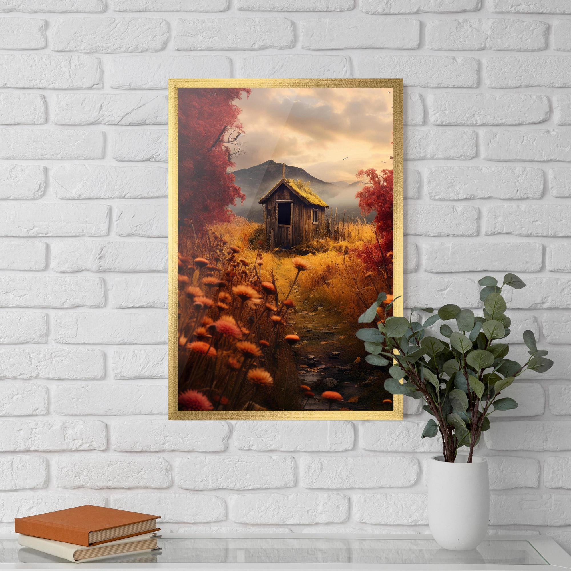 Gerahmte Poster Small Cabin Field mockup 5