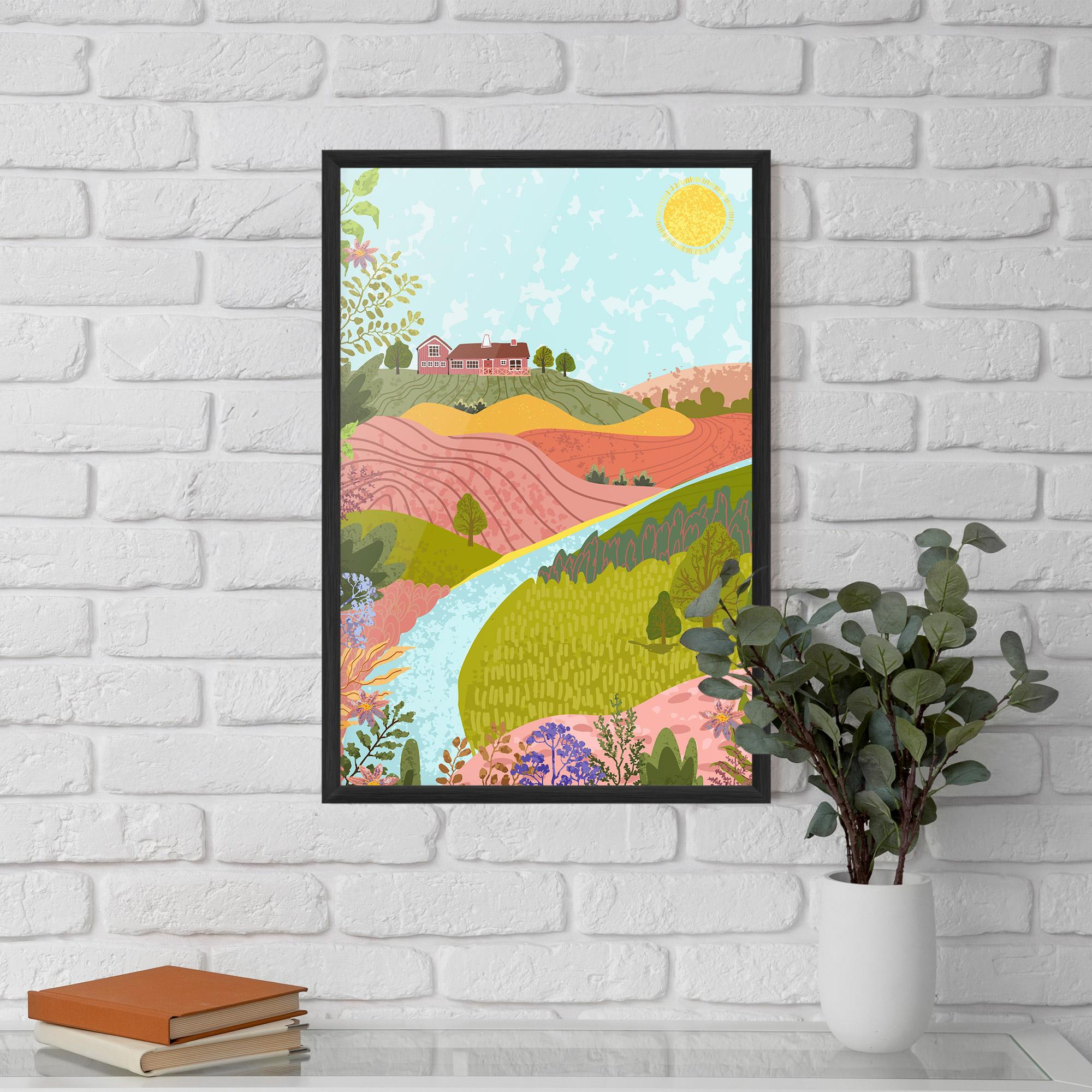 Gerahmte Poster Pink House View mockup 5