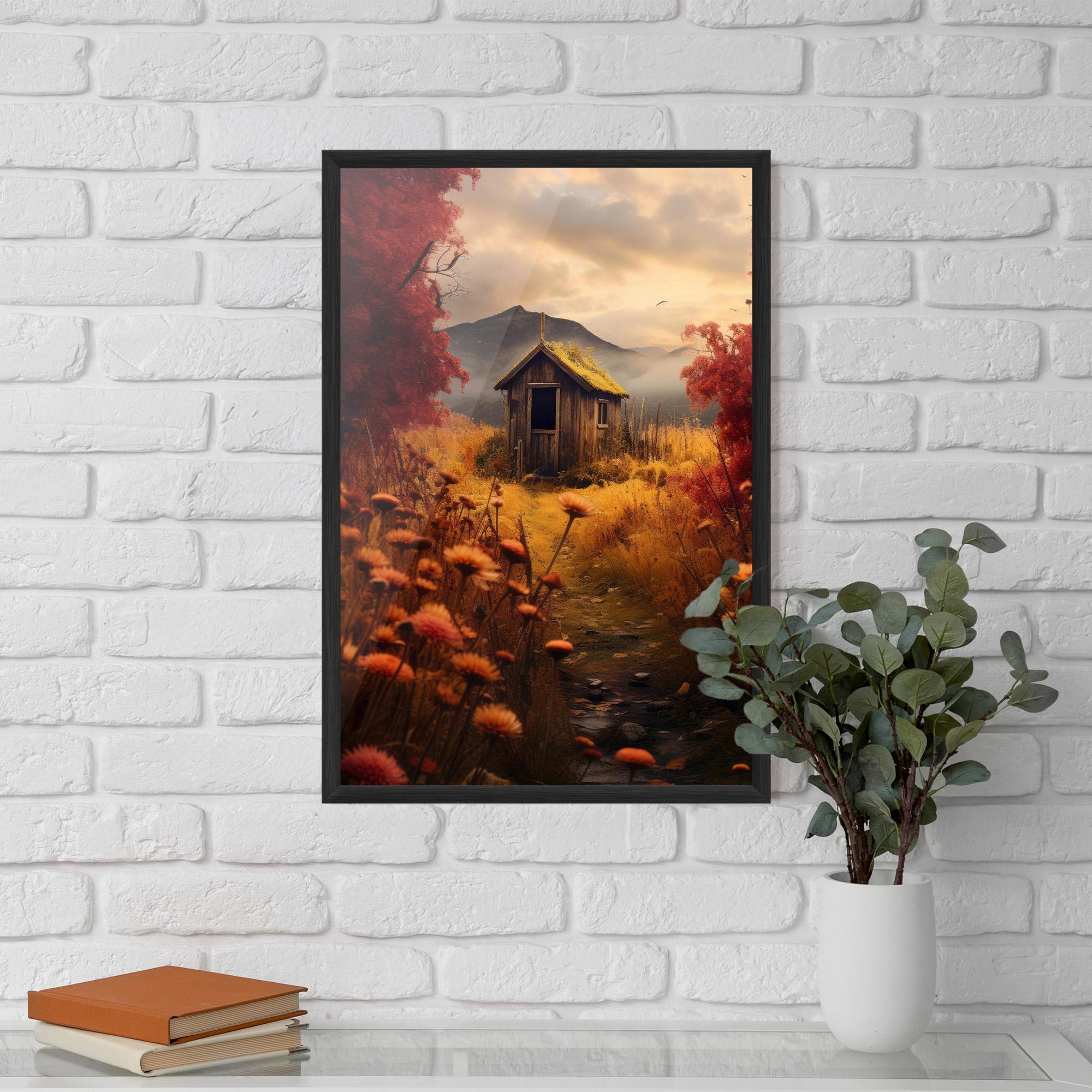 Gerahmte Poster Small Cabin Field mockup 5