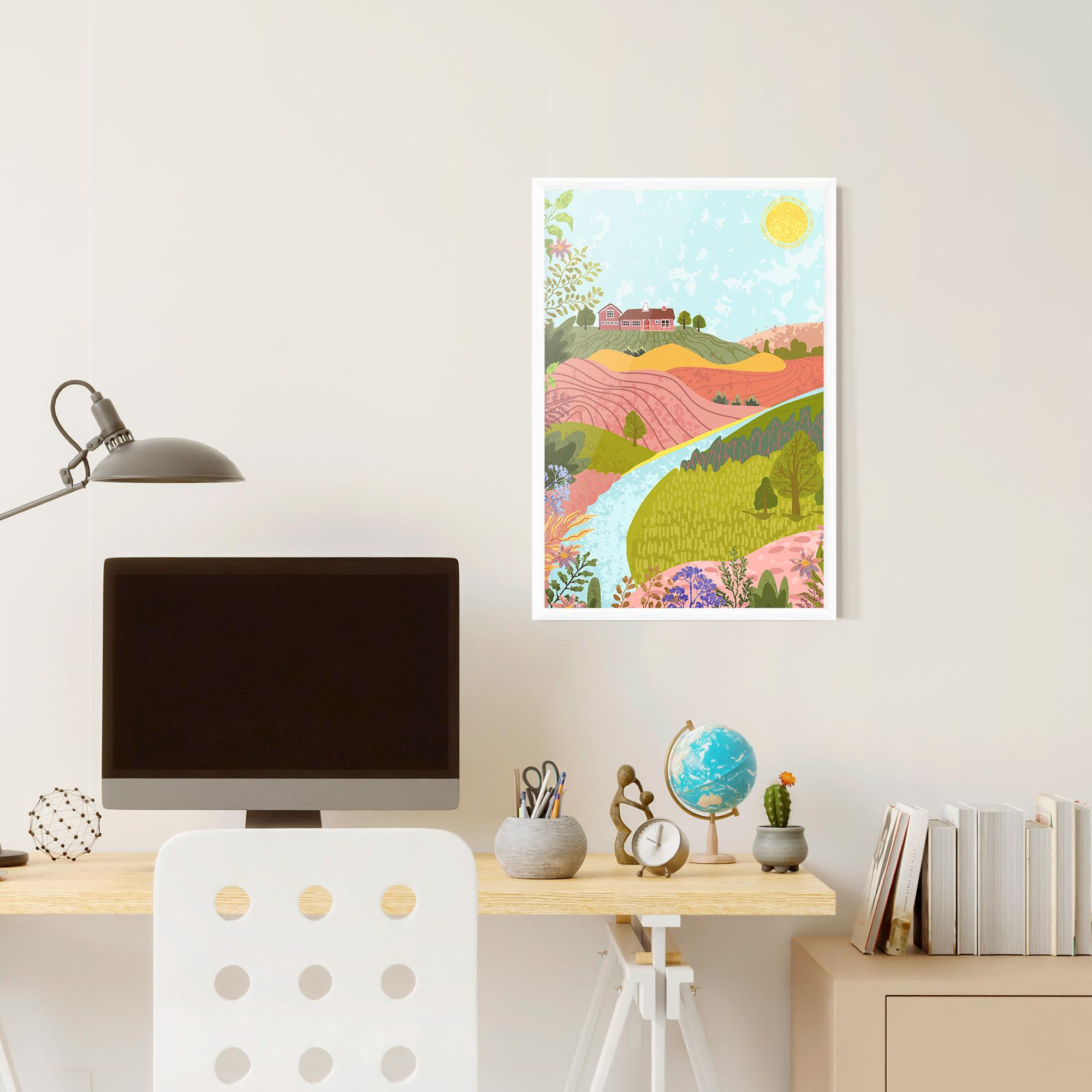 Gerahmte Poster Pink House View mockup 6
