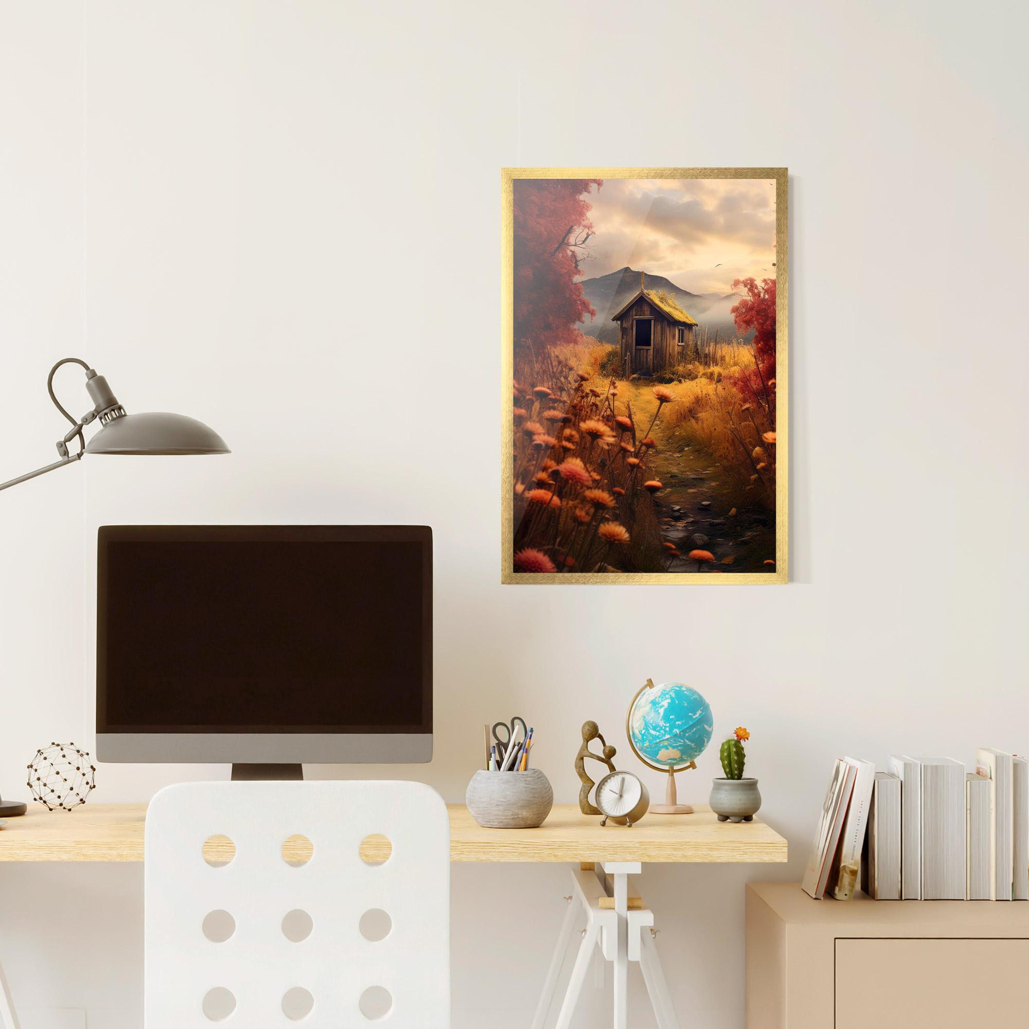 Gerahmte Poster Small Cabin Field mockup 6