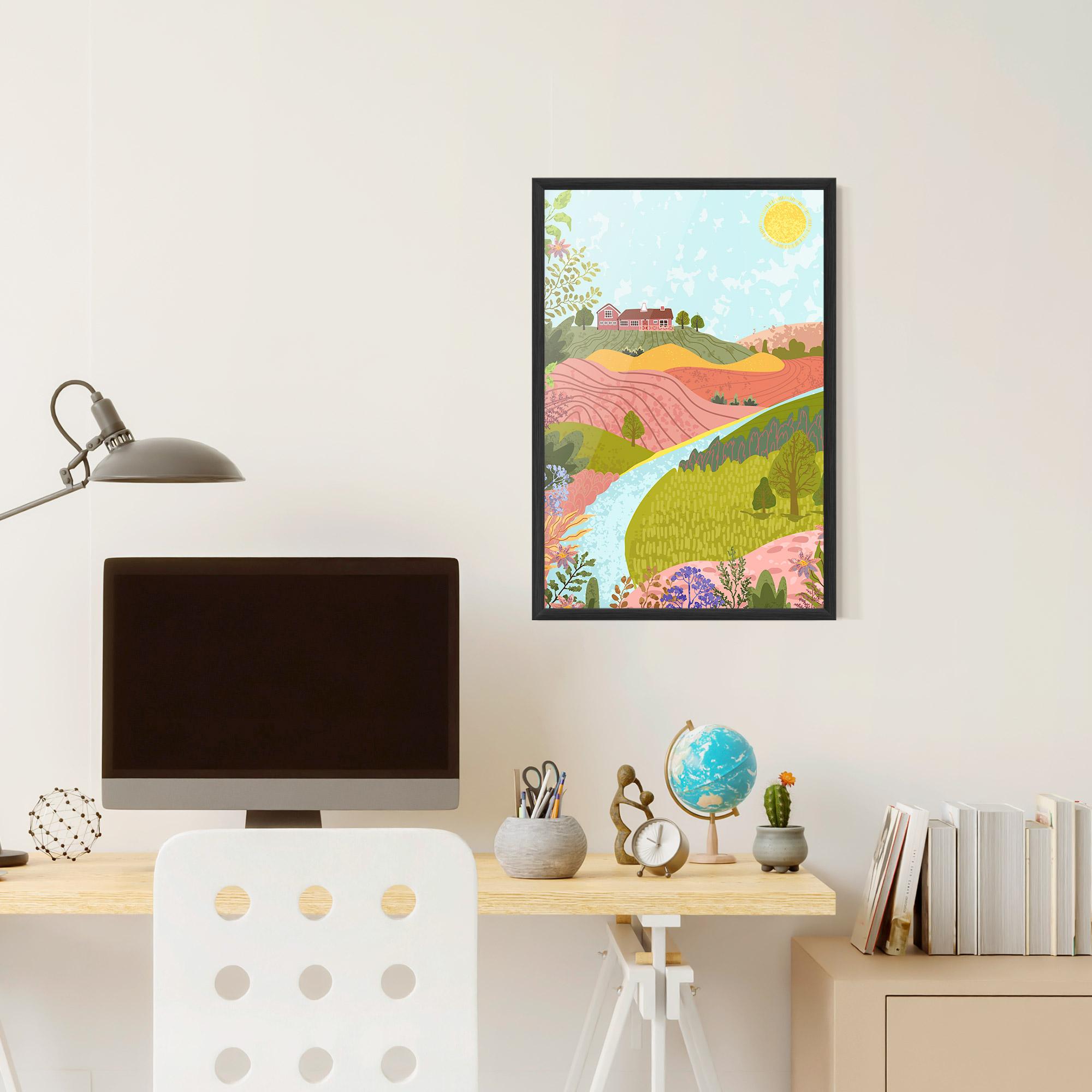 Gerahmte Poster Pink House View mockup 6