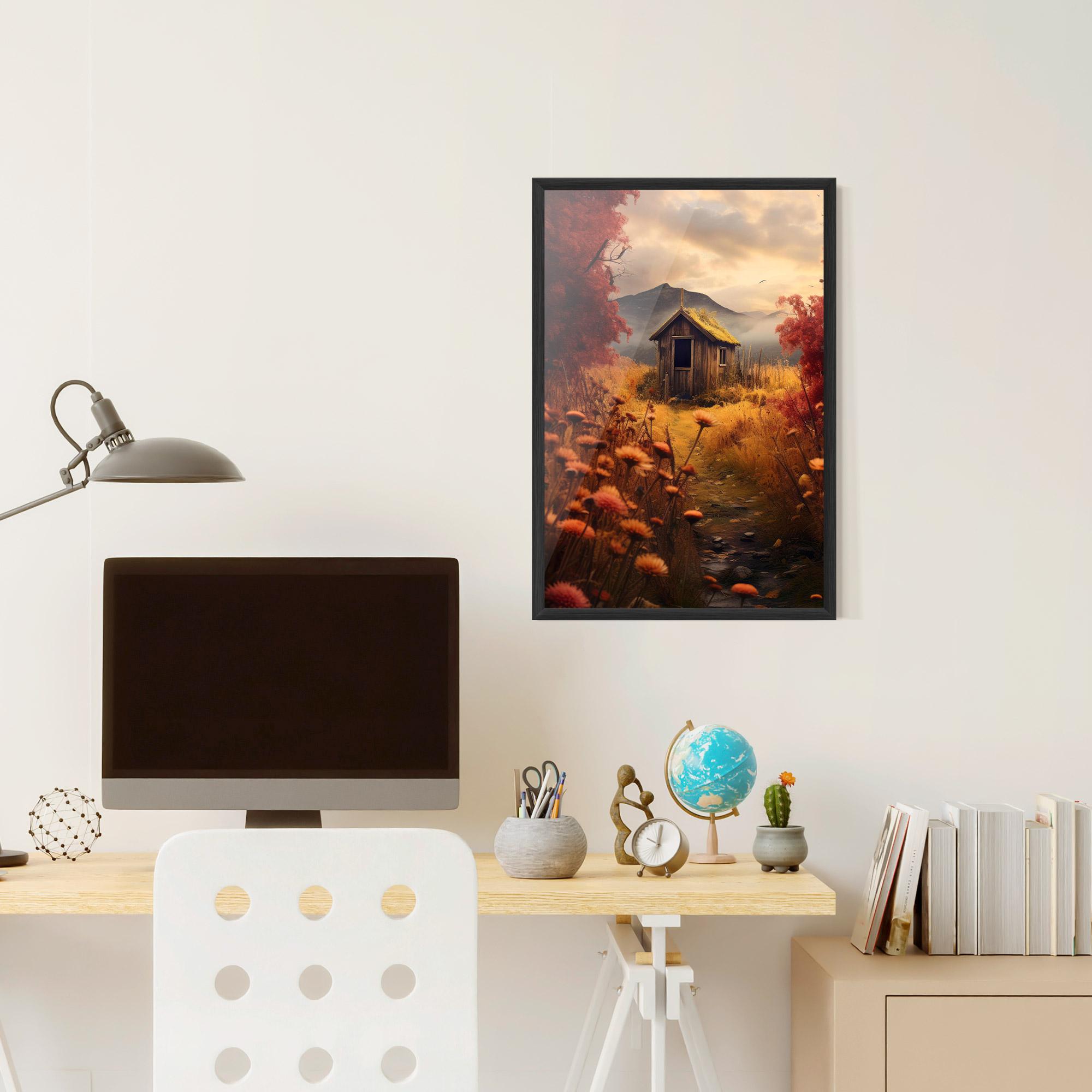 Gerahmte Poster Small Cabin Field mockup 6