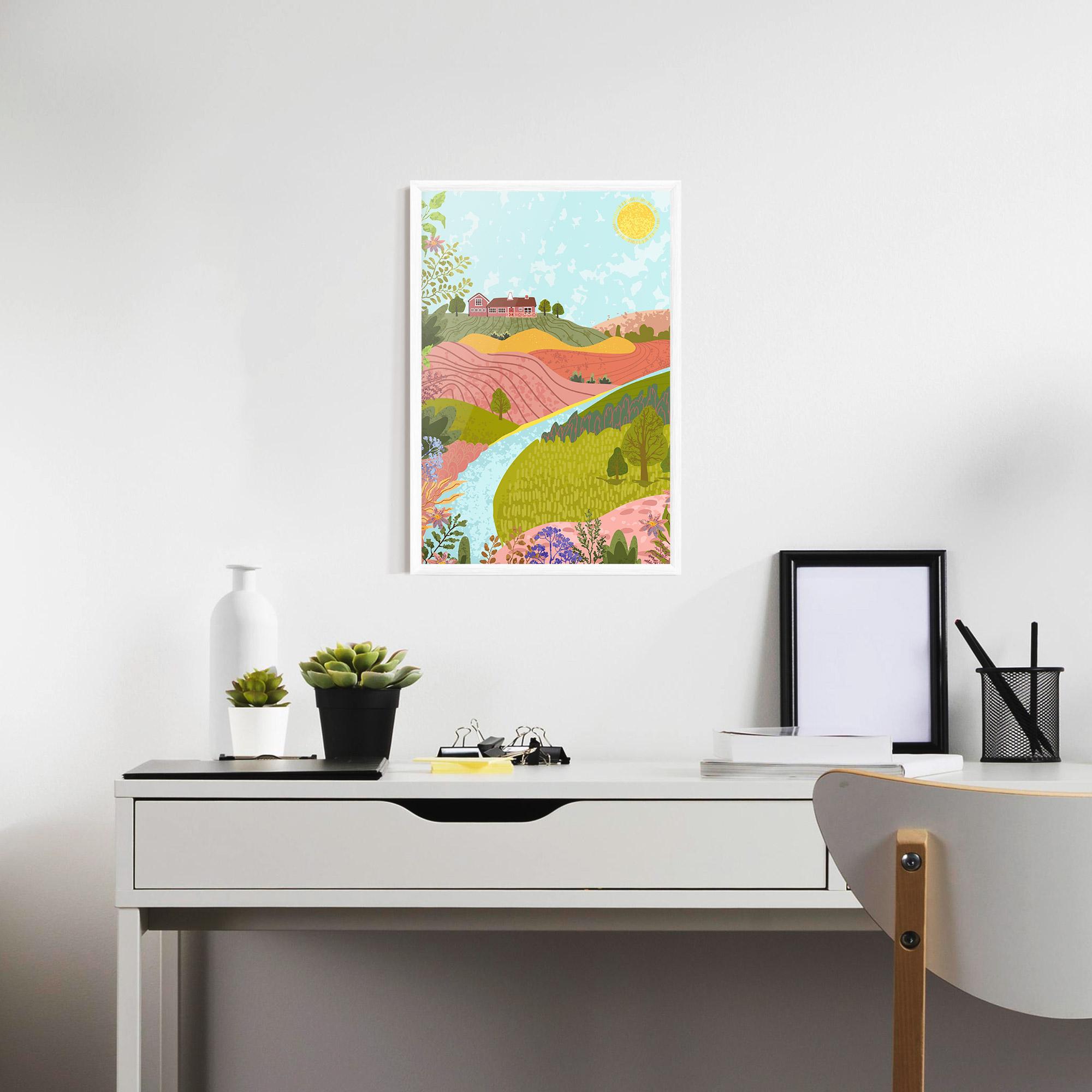 Gerahmte Poster Pink House View mockup 7