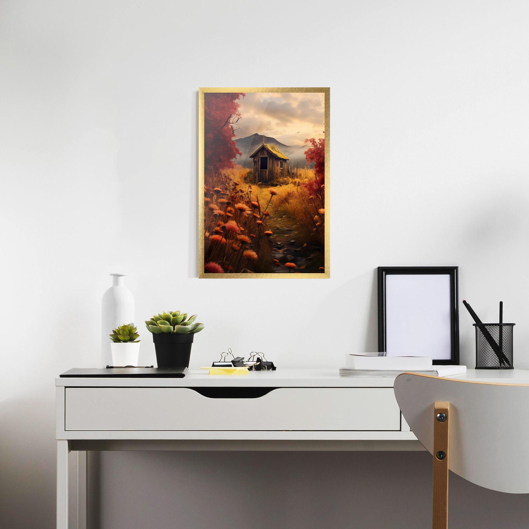 Gerahmte Poster Small Cabin Field mockup 7