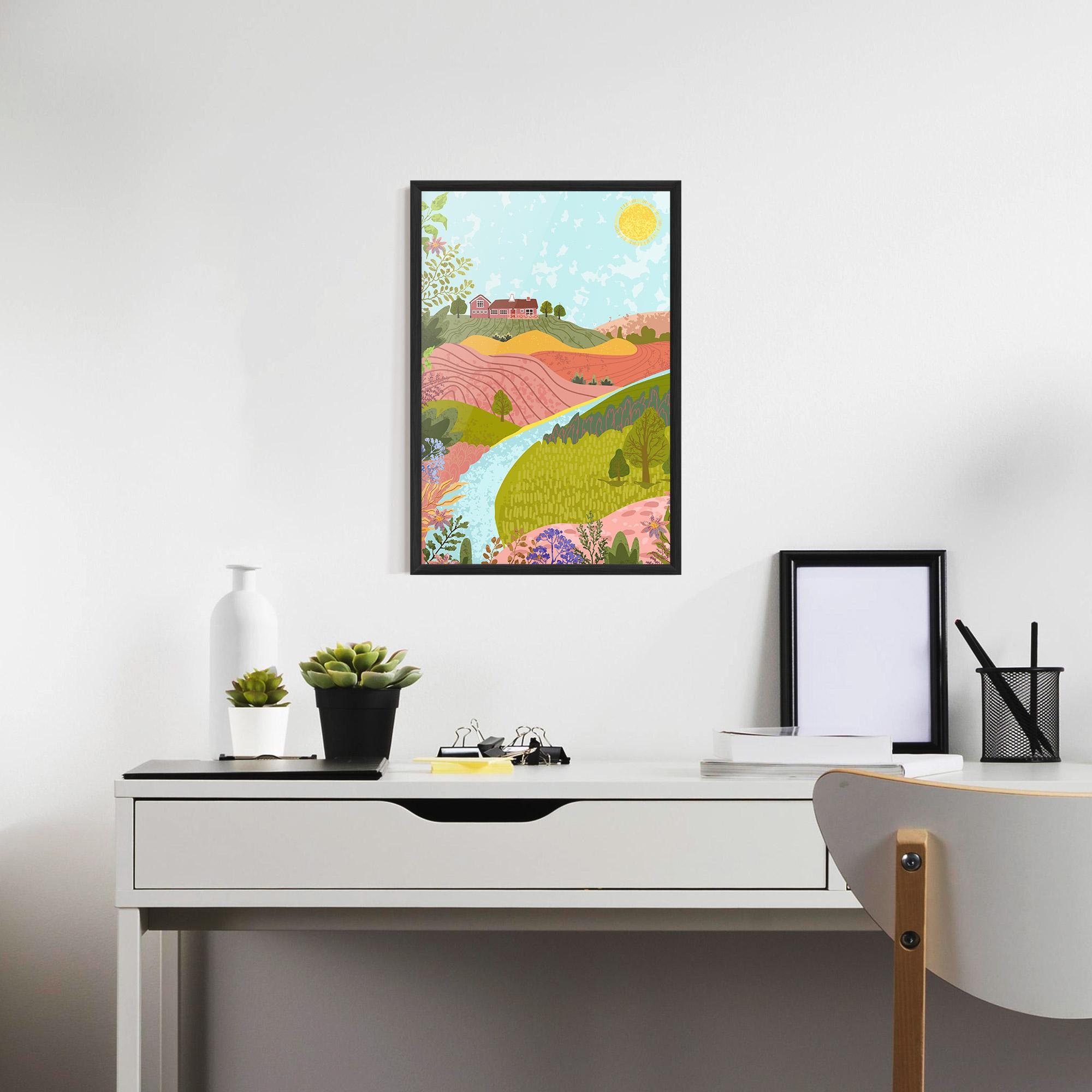 Gerahmte Poster Pink House View mockup 7