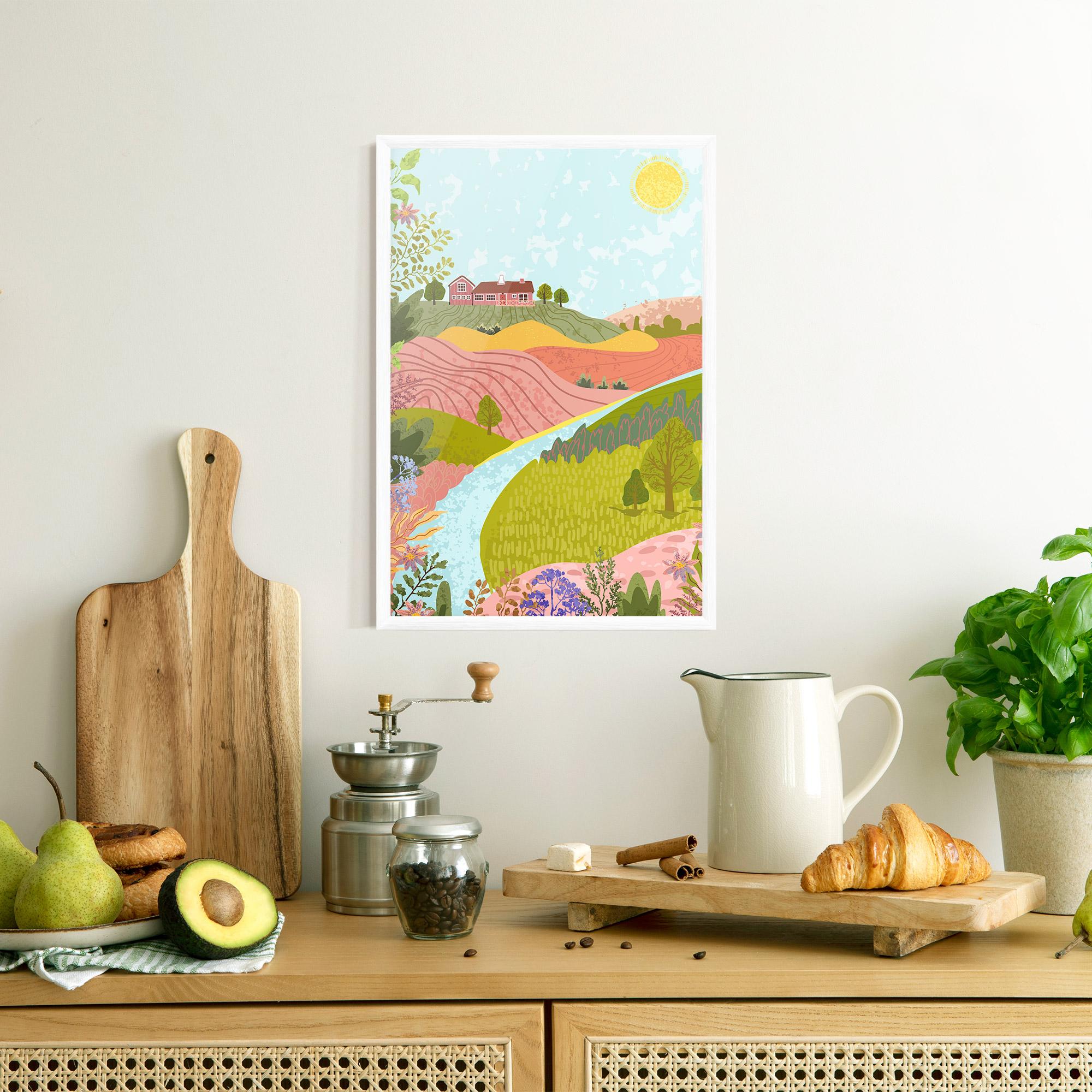 Gerahmte Poster Pink House View mockup 8