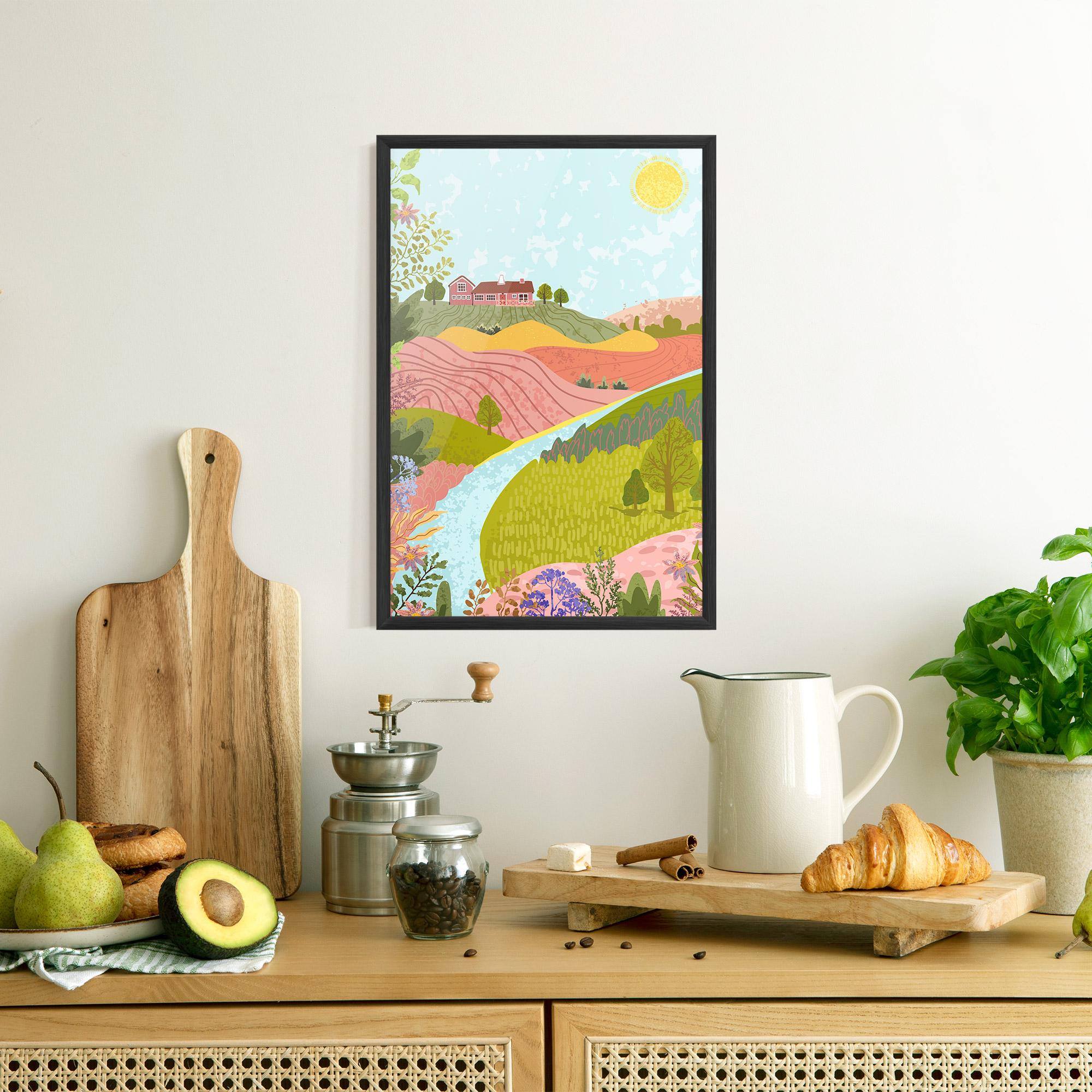 Gerahmte Poster Pink House View mockup 8