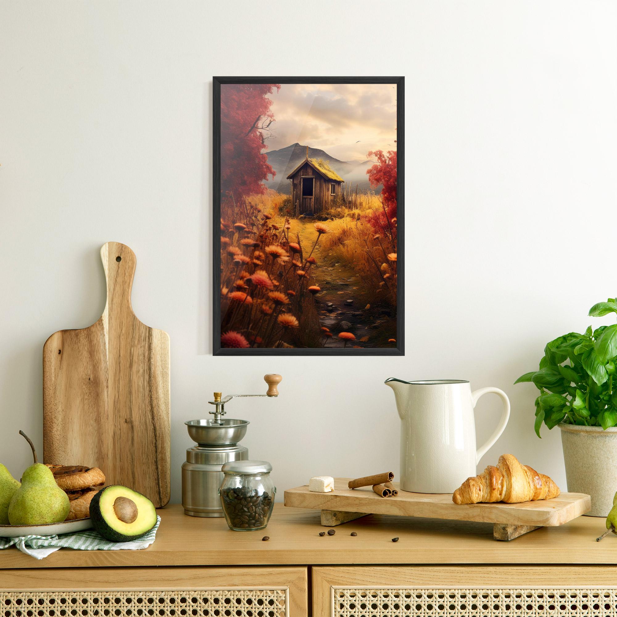 Gerahmte Poster Small Cabin Field mockup 8