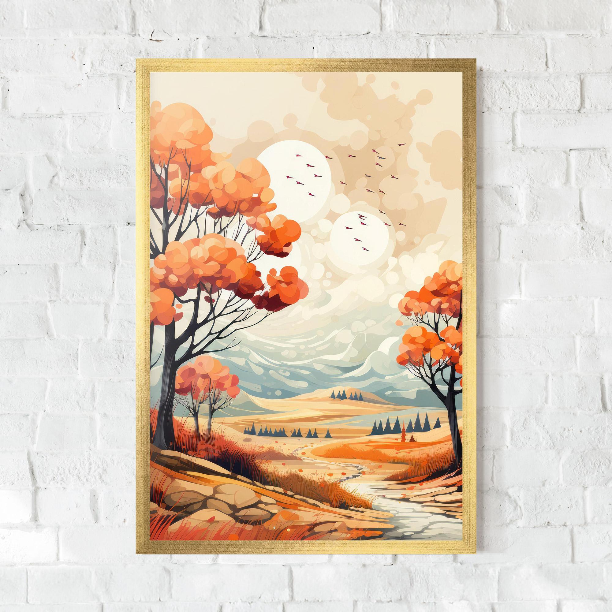 Gerahmte Poster Autumn Tree Painting mockup 0