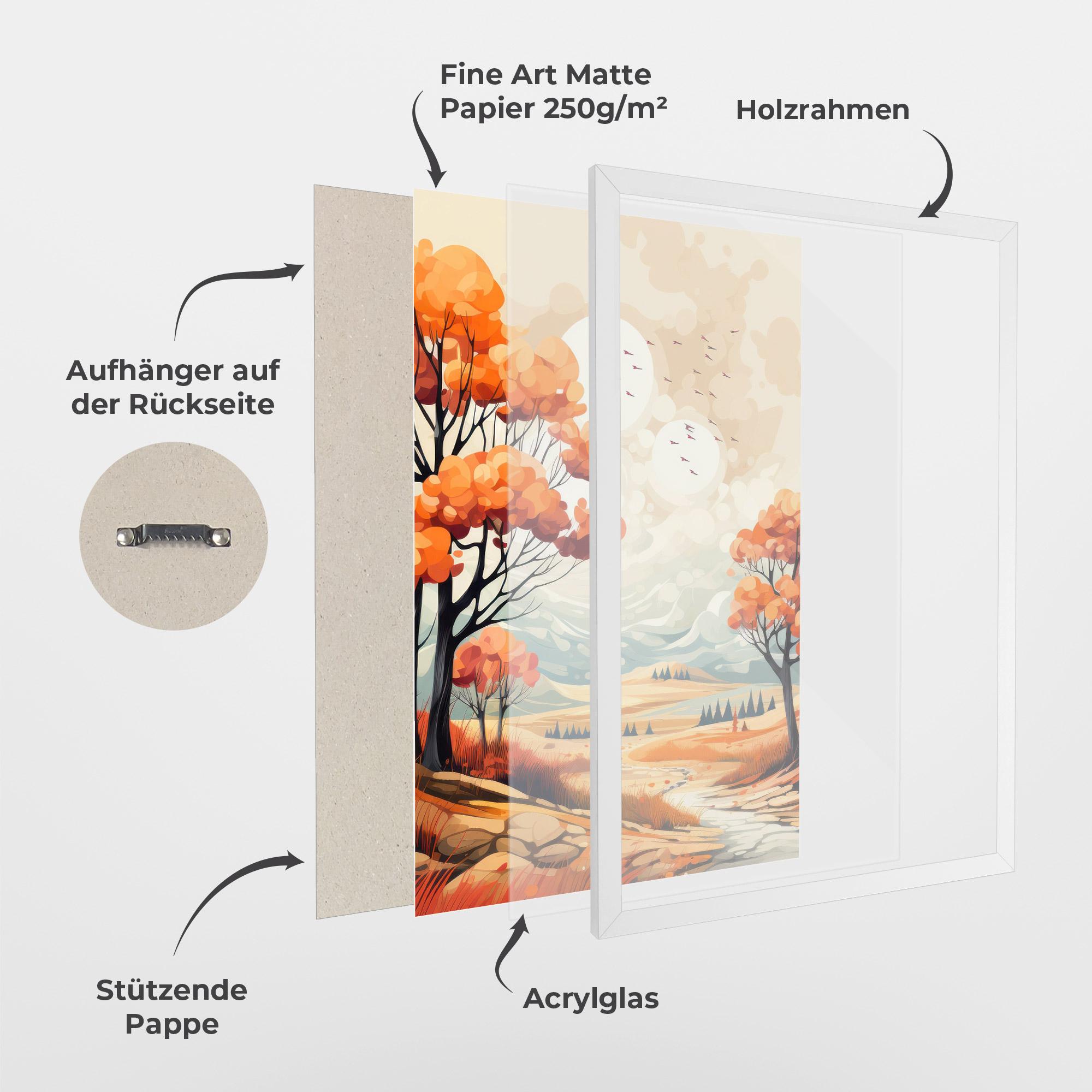 Gerahmte Poster Autumn Tree Painting mockup 1