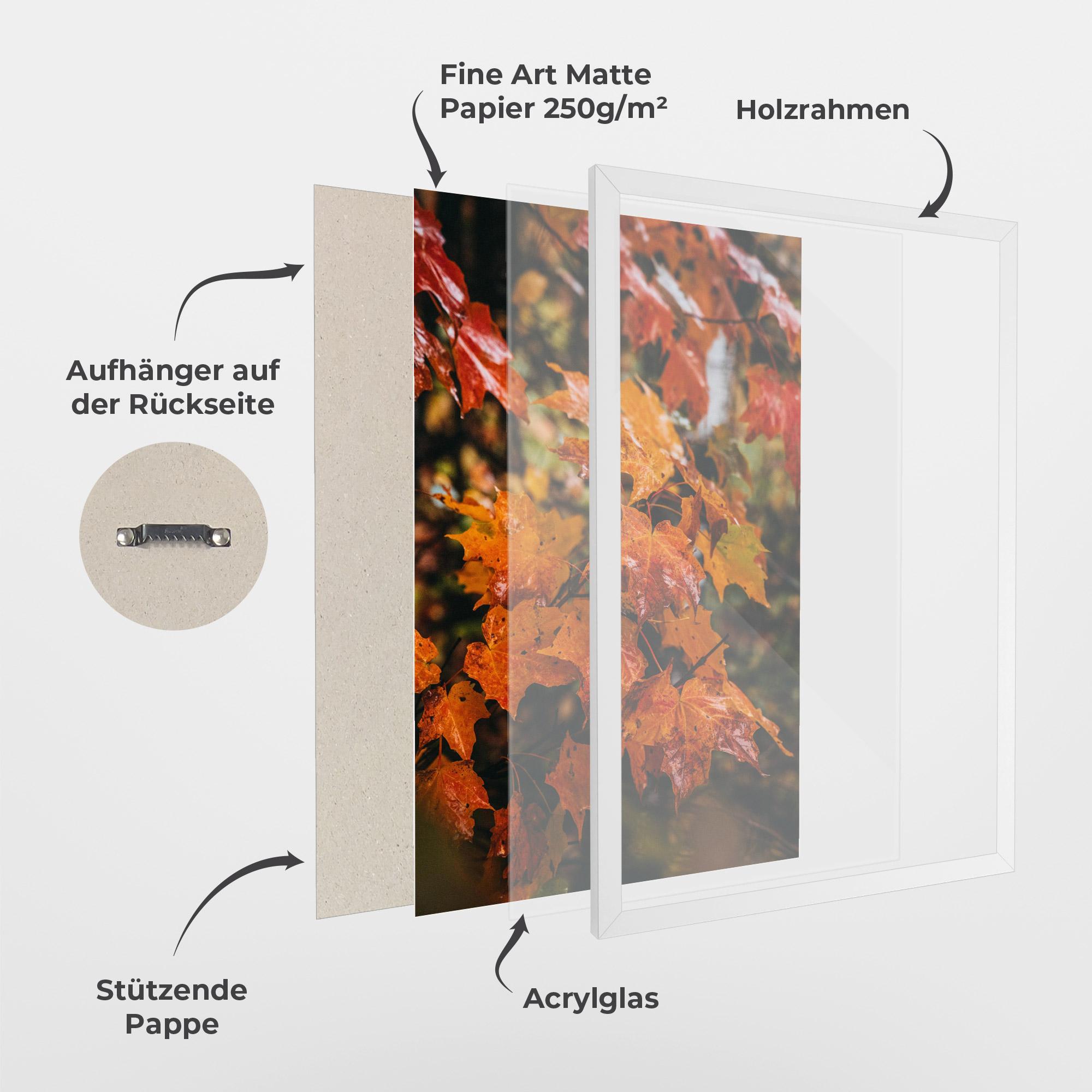 Gerahmte Poster Orange Autumn Leaves mockup 1