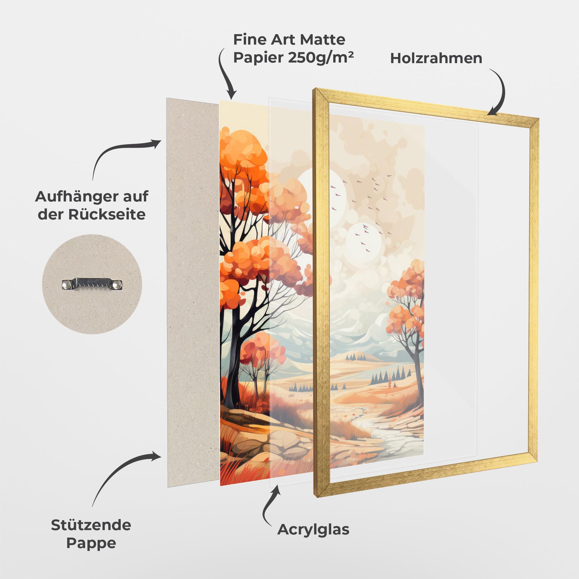 Gerahmte Poster Autumn Tree Painting mockup 1