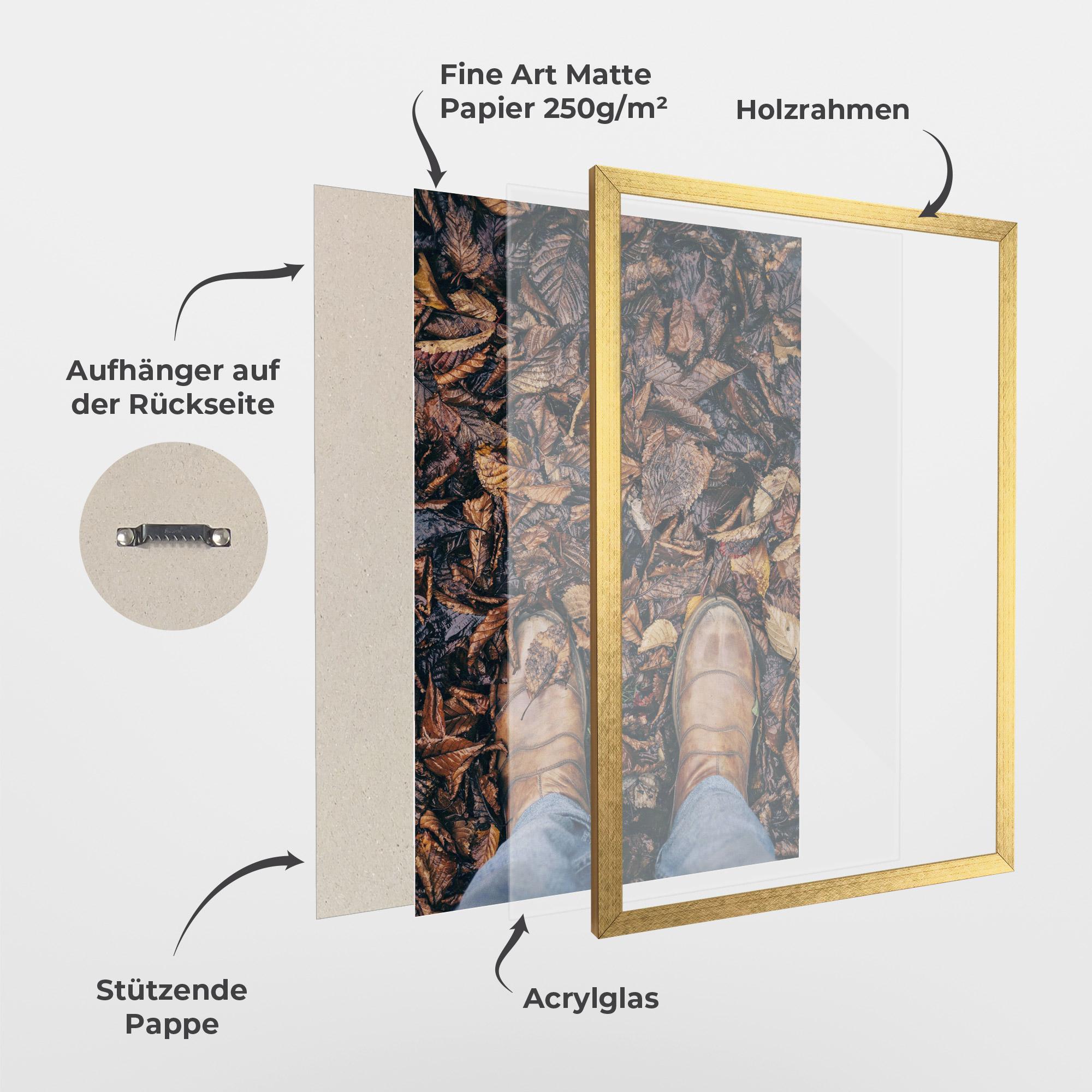 Gerahmte Poster Leaves After Rain mockup 1