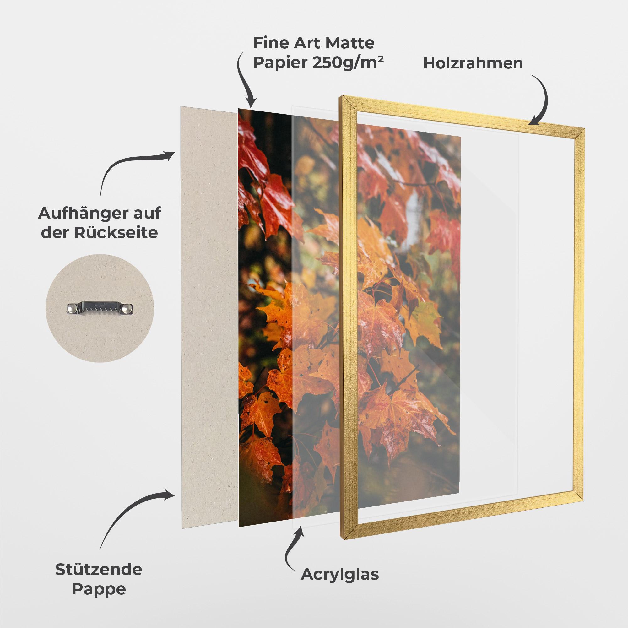 Gerahmte Poster Orange Autumn Leaves mockup 1