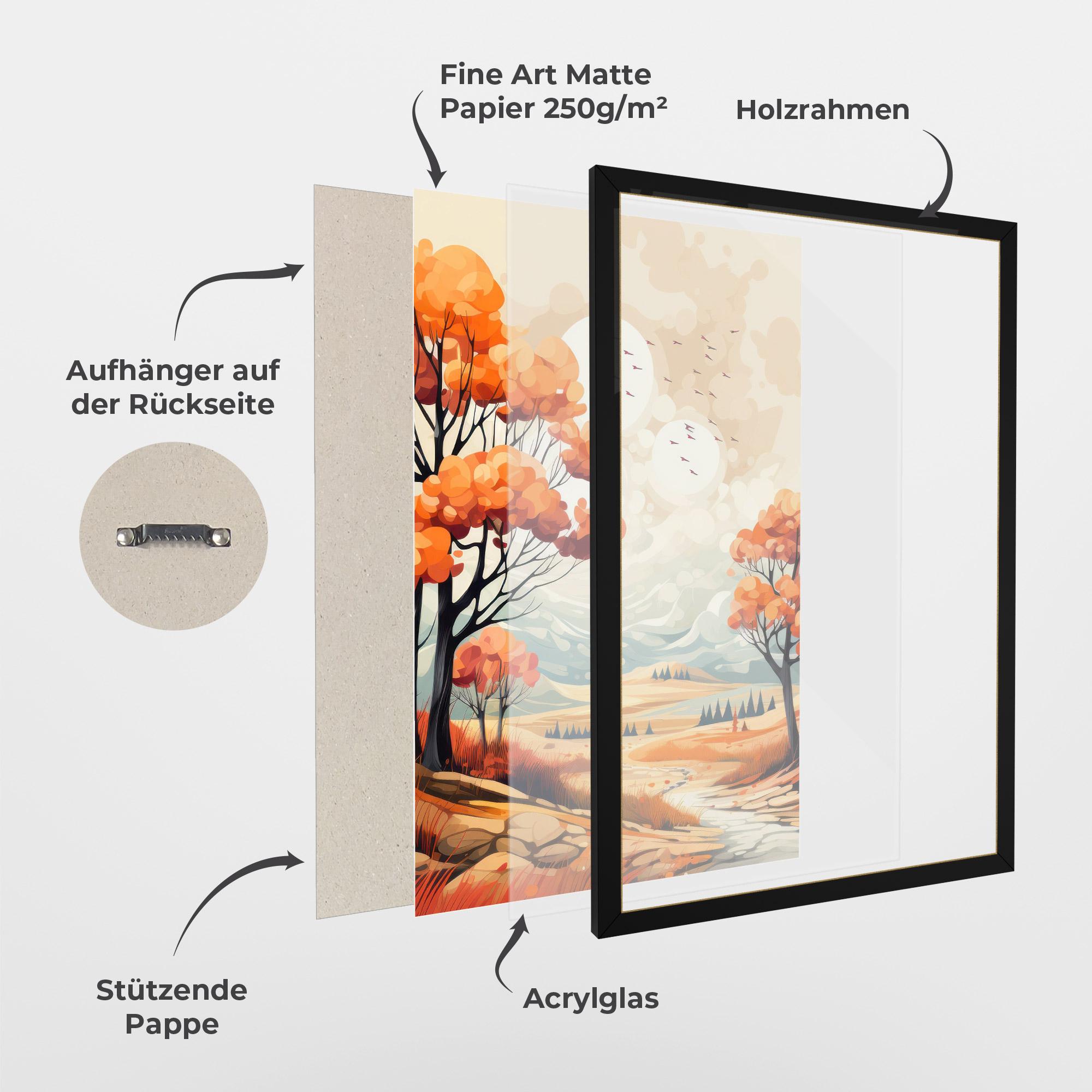 Gerahmte Poster Autumn Tree Painting mockup 1