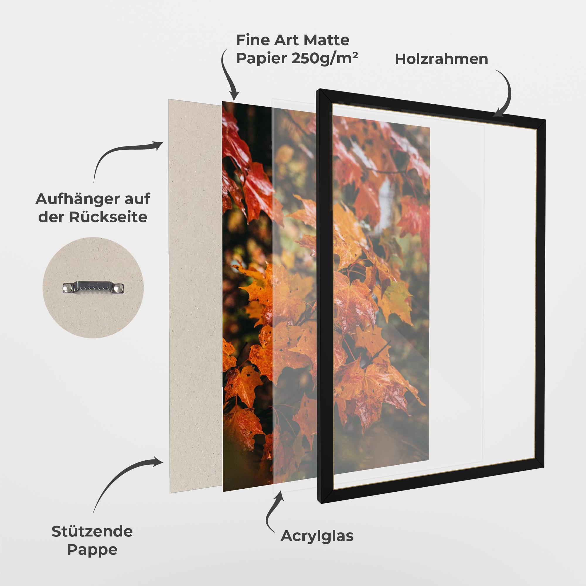 Gerahmte Poster Orange Autumn Leaves mockup 1