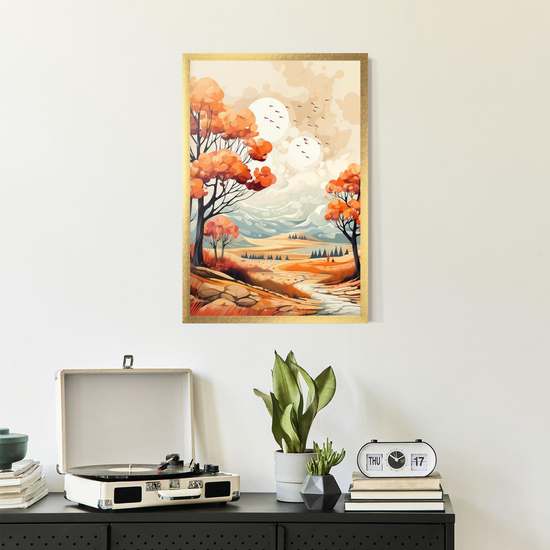 Gerahmte Poster Autumn Tree Painting mockup 2