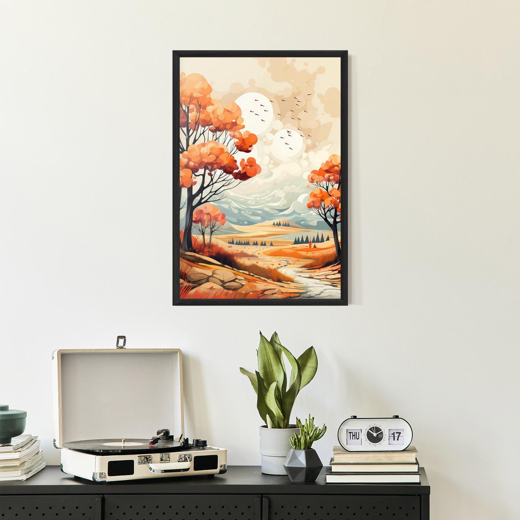 Gerahmte Poster Autumn Tree Painting mockup 2